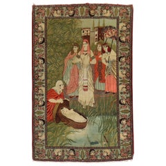Prophet Baby Moses Persian Kashan Pictorial Wool Rug