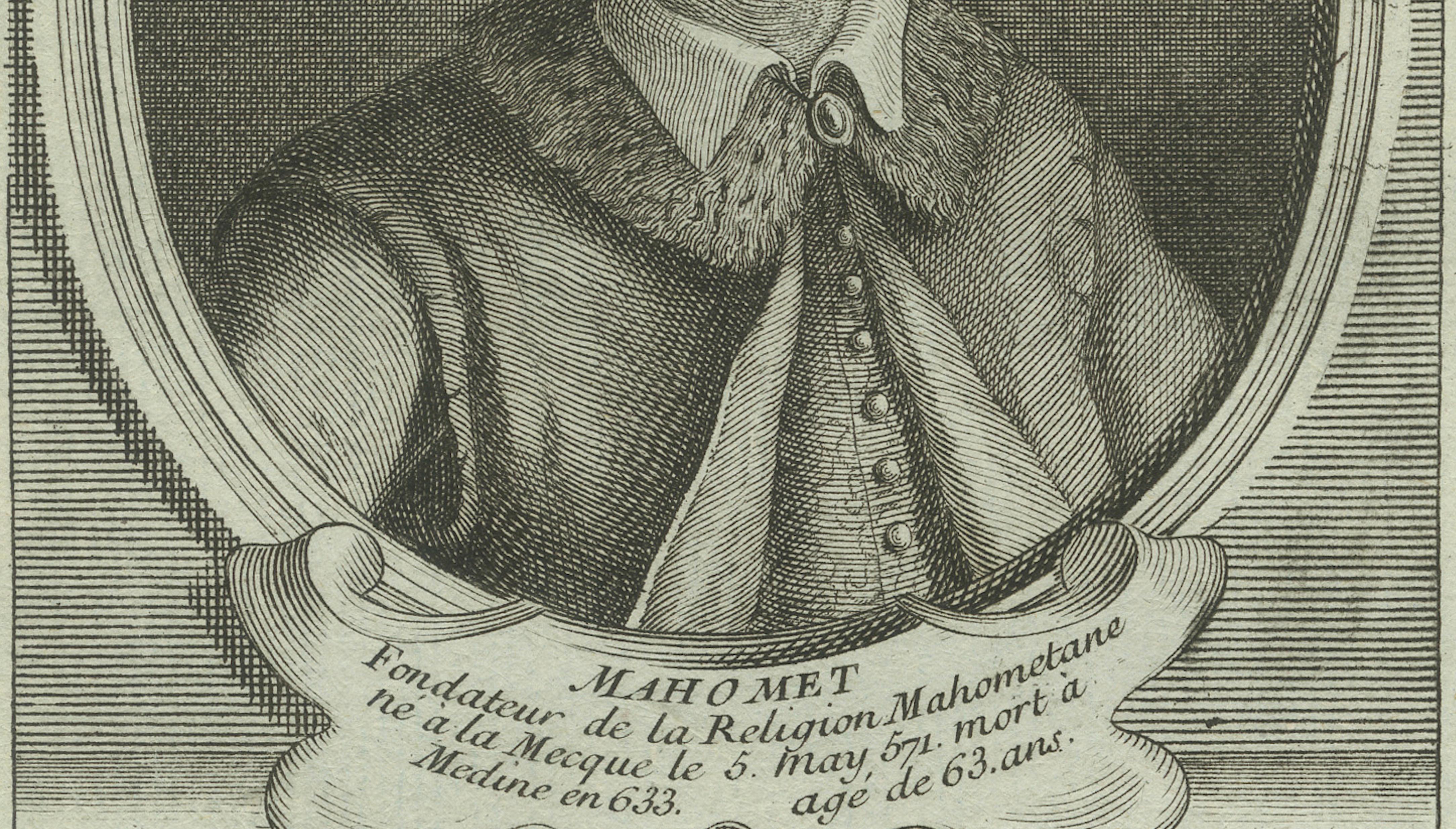 Prophet Mohammed (Mahomet) - Pariser Kupferstich von Daumont, 18. Jahrhundert, um 1770 im Angebot 1