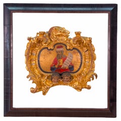 Prophet Zachariah, Late 18th Century Painted on an Ornate Solid Slab of Wood
