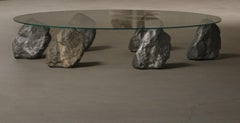 Proportions Of Stone Low Table in Natural Stone, Glass & Aluminum by Lee Sisan