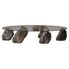 Proportions Of Stone Low Table in Natural Stone, Glass & Aluminum by Lee Sisan