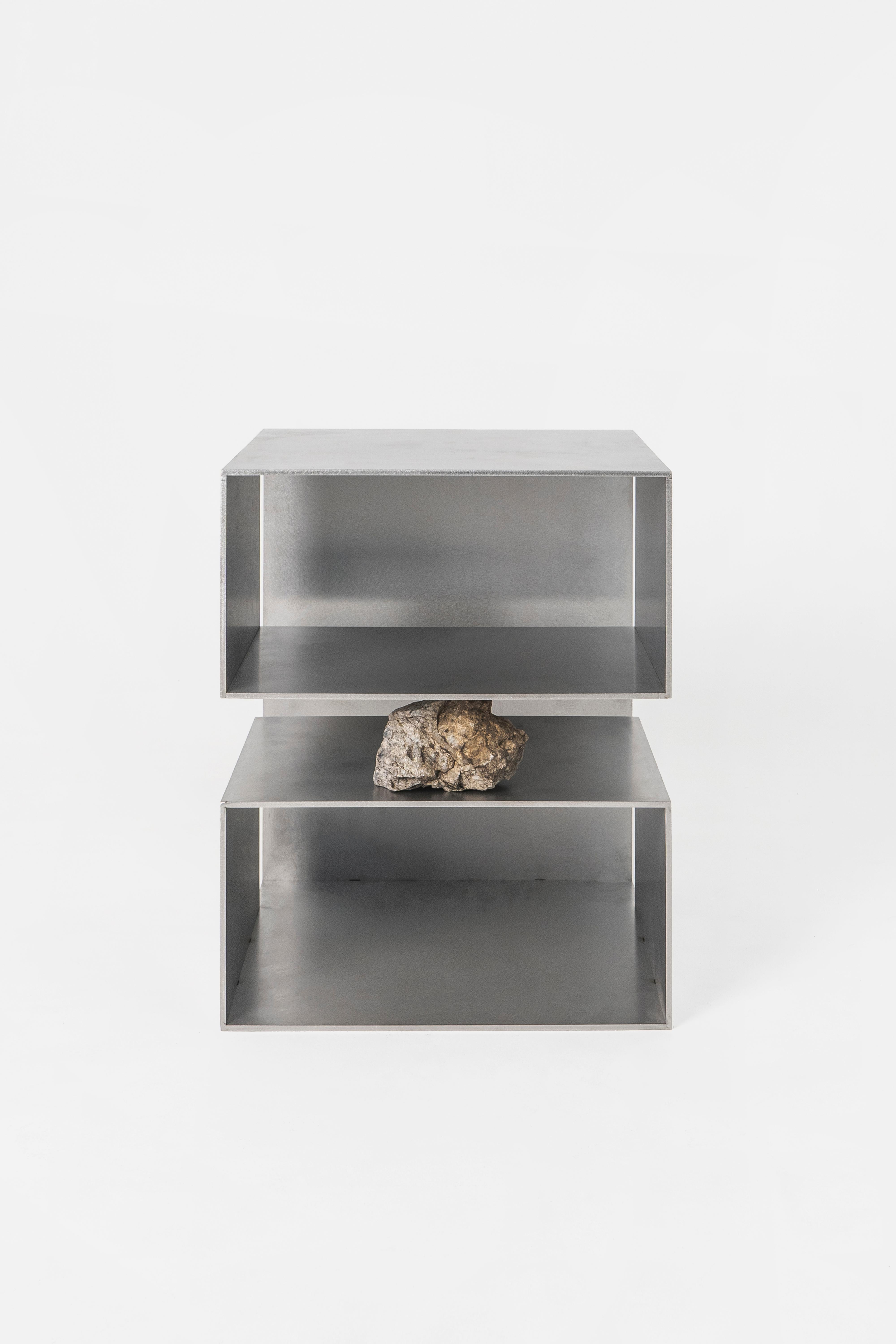 Proportions of stone stool 03 by Lee Sisan.
2020
Dimensions: W 36 x D 36 x H 45 cm.
Materials: stainless steel, natural stone.

Each piece is made to order and uses natural stones, so please expect some variability in design.

