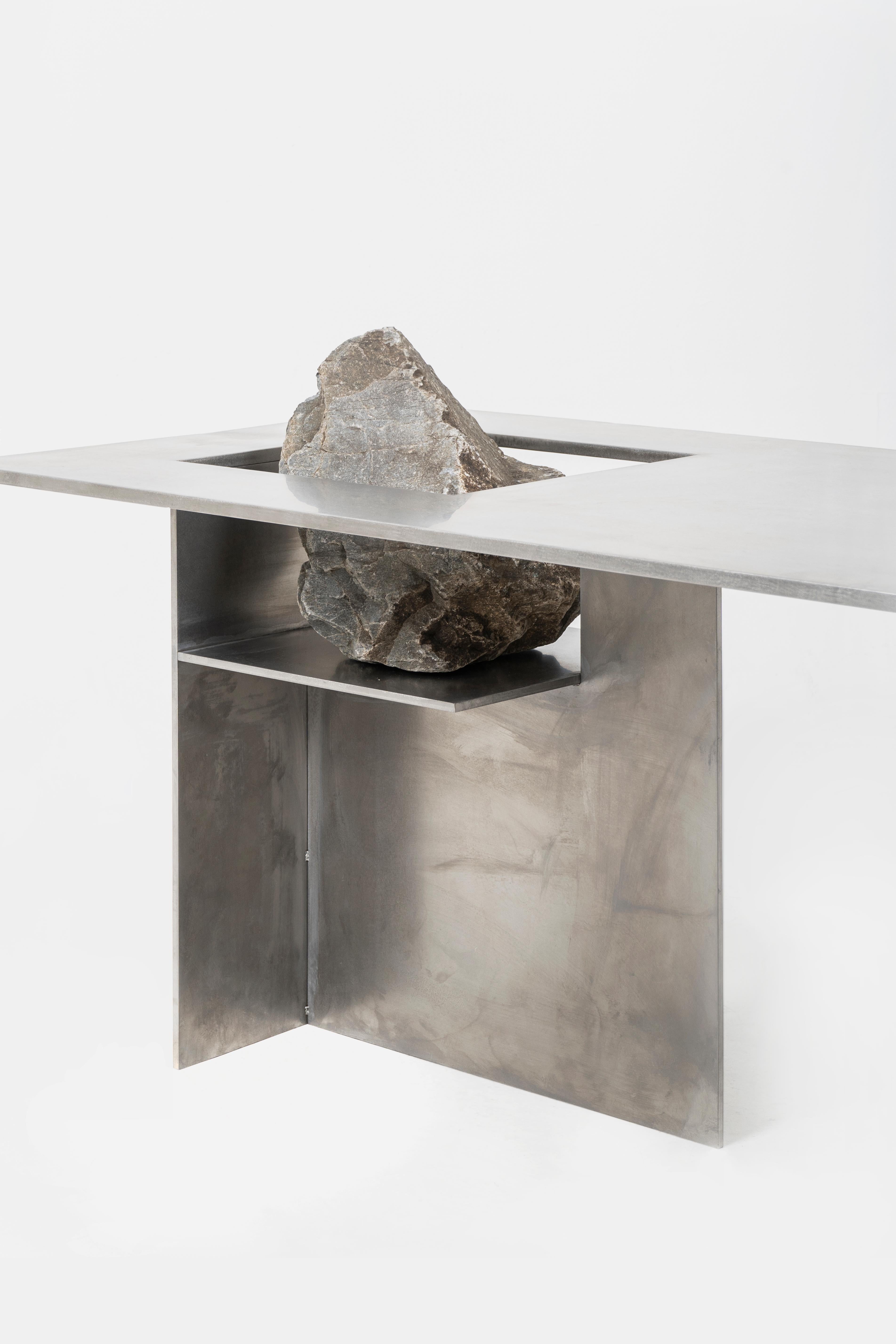 Modern Proportions of Stone Table by Lee Sisan For Sale