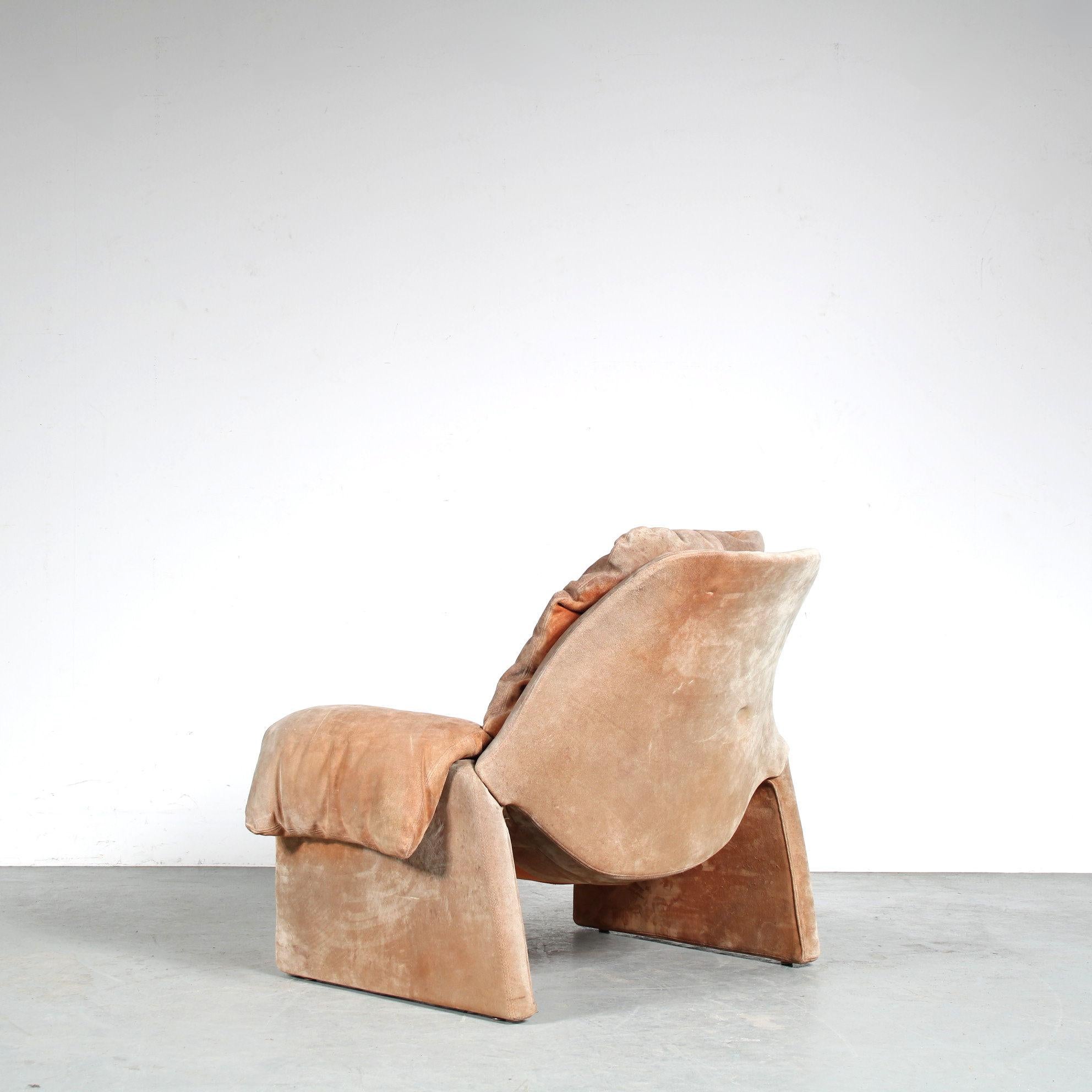 “Proposals” Chair with Ottoman by Vittorio Introini for Saporiti, Italy 1970 For Sale 4