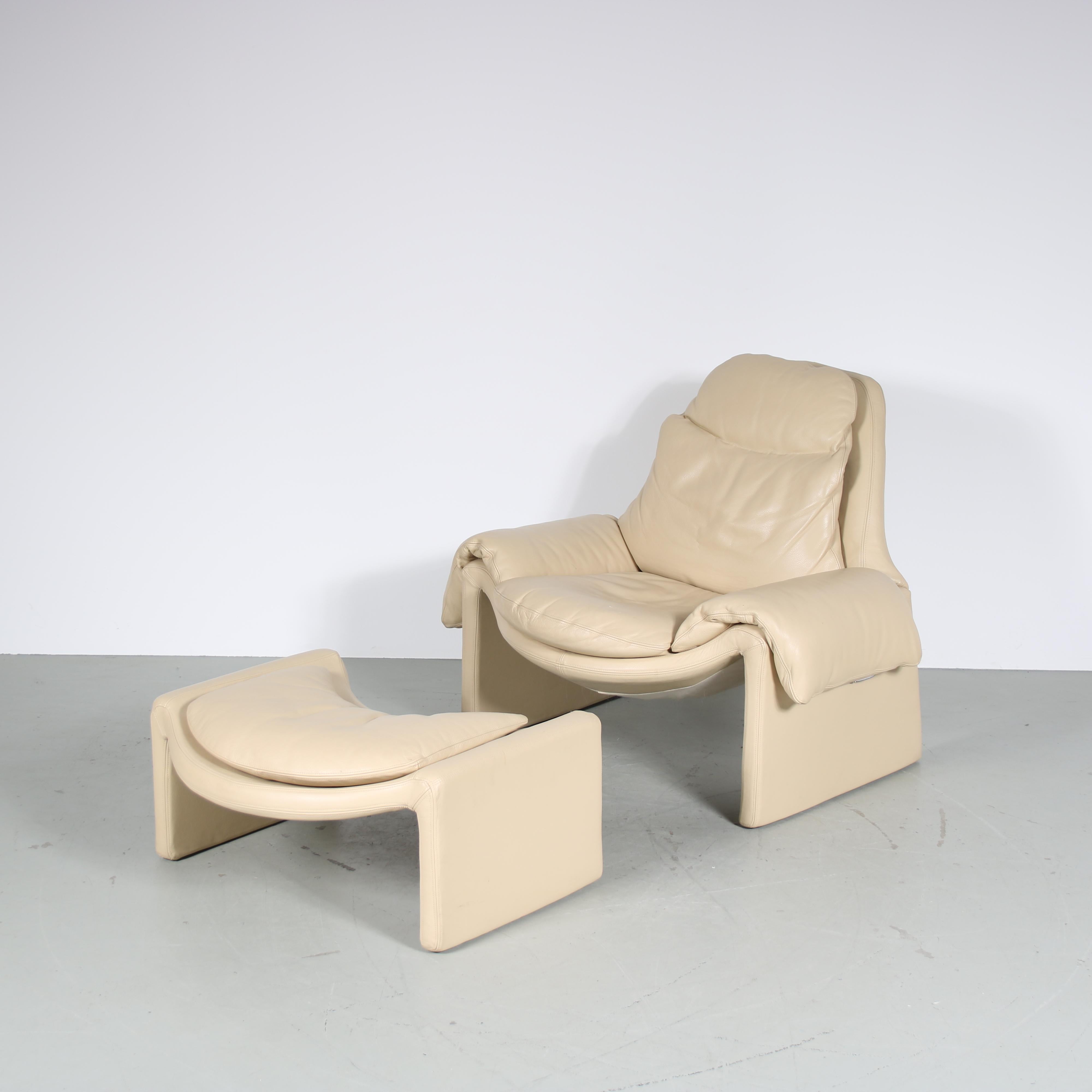 Italian “Proposals” Chair with Ottoman by Vittorio Introini for Saporiti, Italy 1970