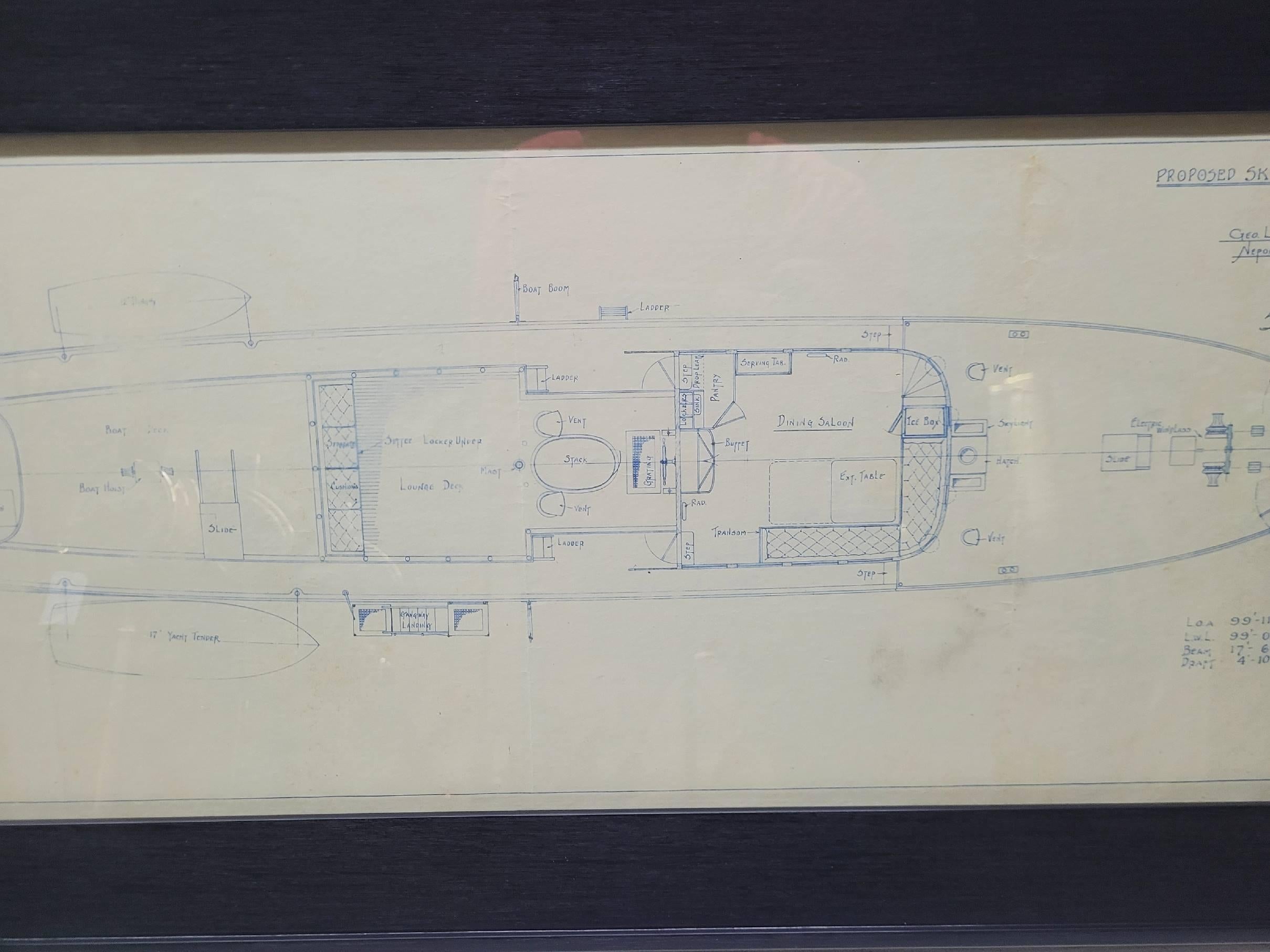 Early 20th Century Proposed Sketch for the Lawley Built Yacht Edamena IV