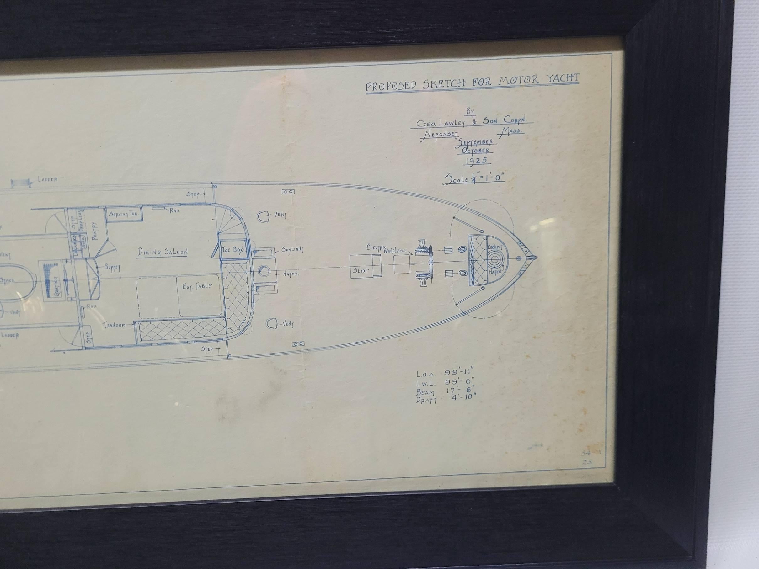 Paper Proposed Sketch for the Lawley Built Yacht Edamena IV
