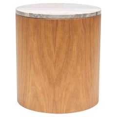 Lawson-Fenning Prospect Side Table, Modern Marble Topped Drum Table