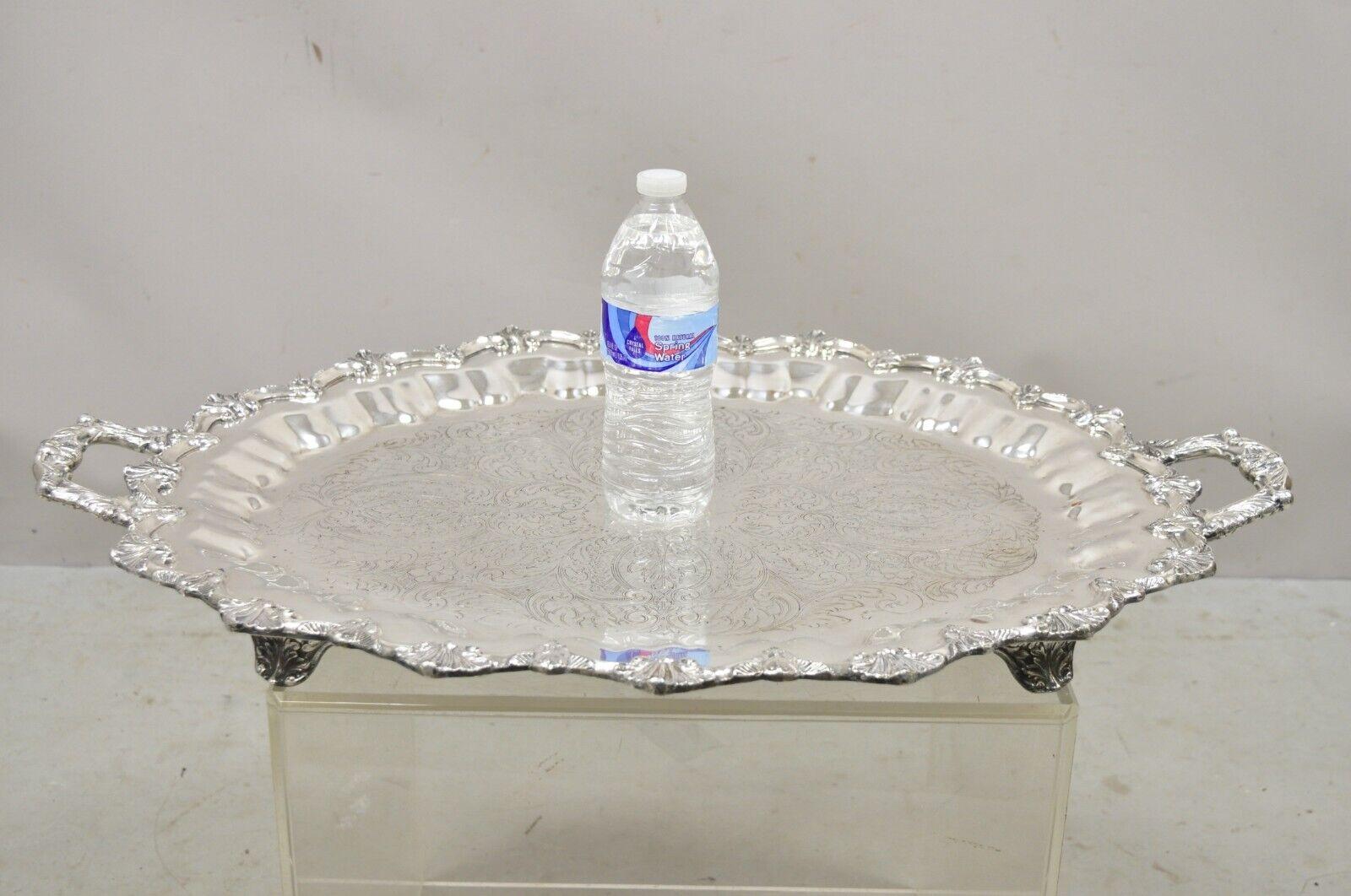 Prospect Silver Co Silver Plated Victorian Style Twin Handle Serving Platter For Sale 7