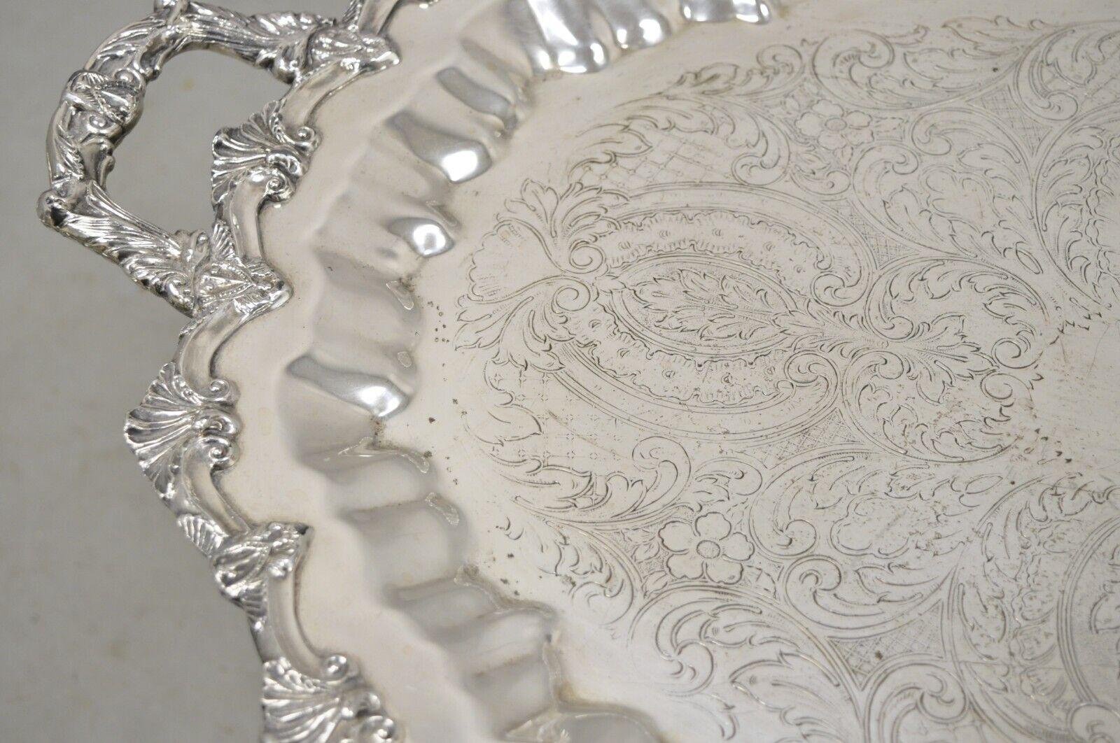 Prospect Silver Co Silver Plated Victorian Style Twin Handle Serving Platter For Sale 8