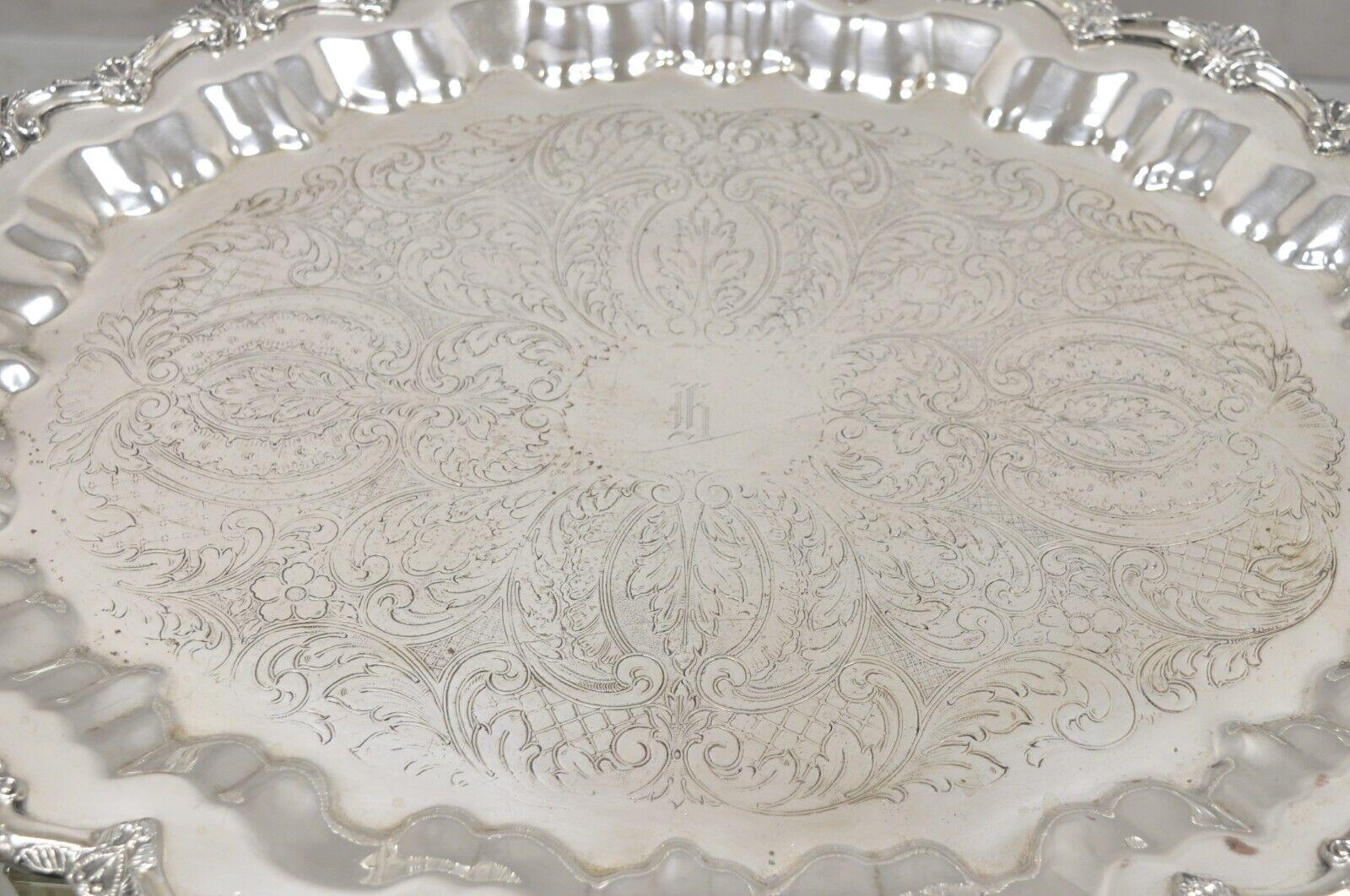 Prospect Silver Co Silver Plated Victorian Style Twin Handle Serving Platter For Sale 1