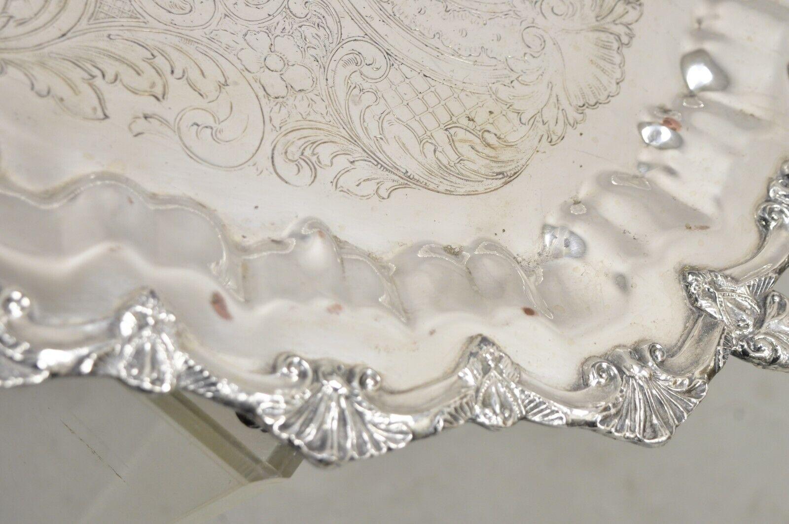 Prospect Silver Co Silver Plated Victorian Style Twin Handle Serving Platter For Sale 4