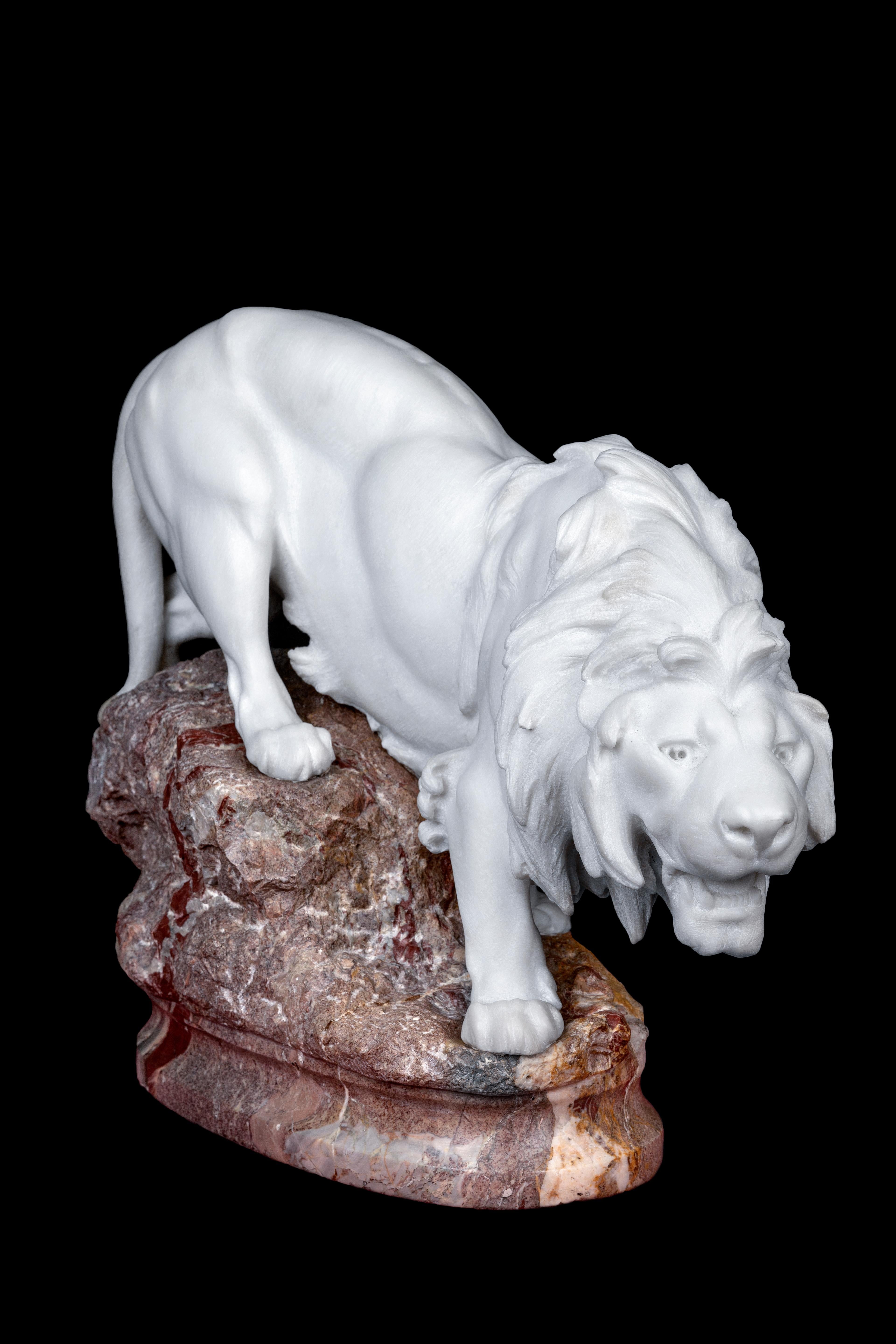 Lion - Sculpture by Prosper Lecourtier