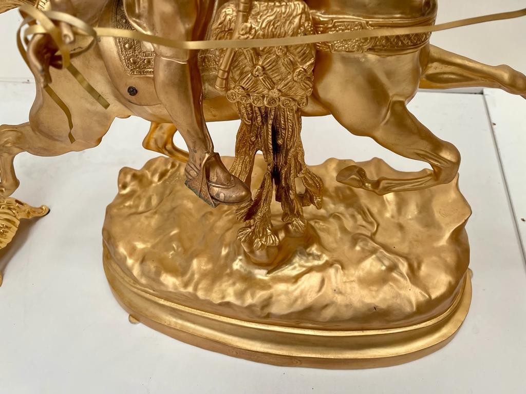 Prosper Lecourtier Français en bronze doré avec 2 candélabres  6