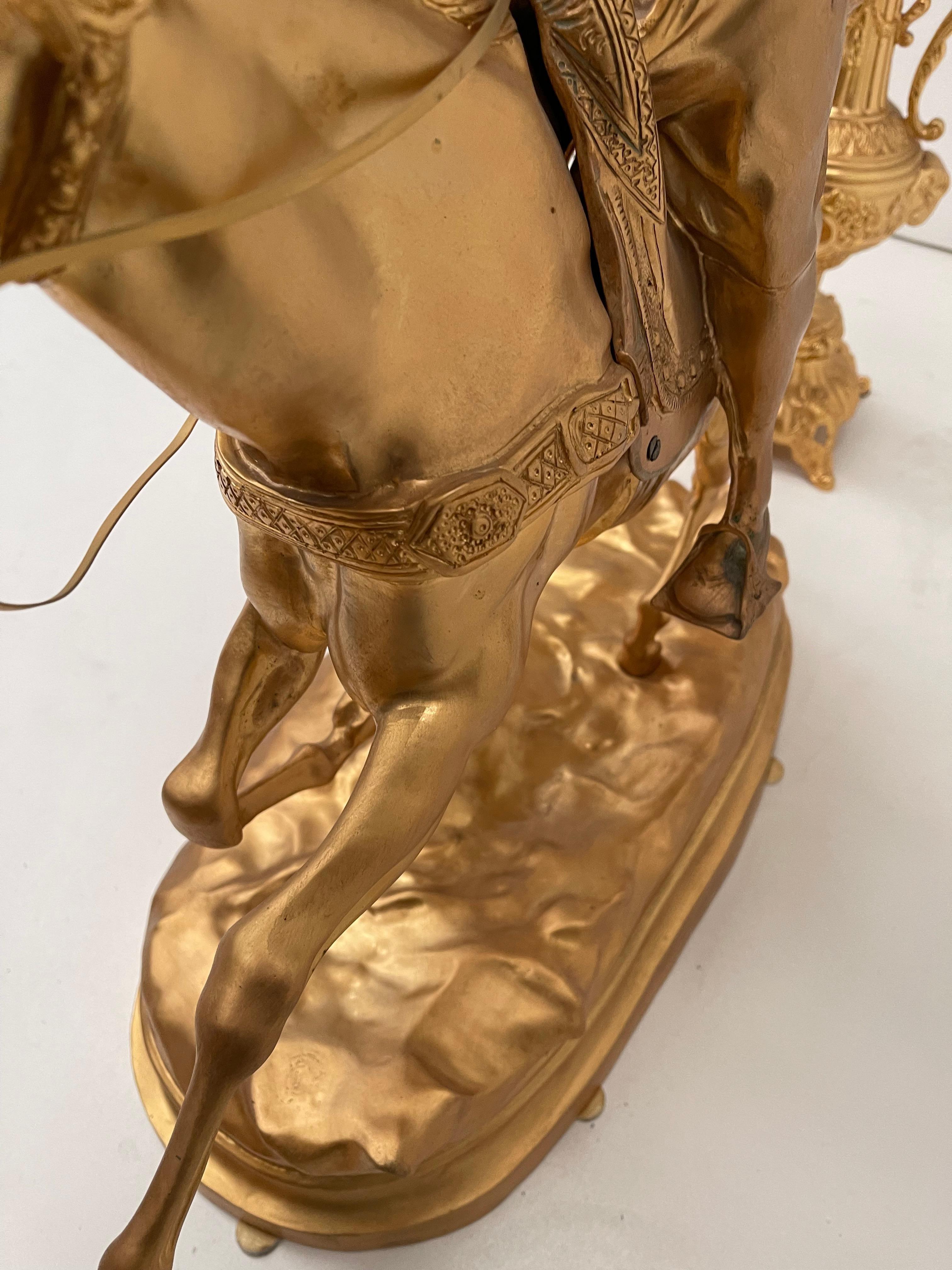 Fin du 20e siècle Prosper Lecourtier Français en bronze doré avec 2 candélabres 