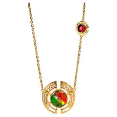 Prosperity Ammolite Necklace in 18k Gold Vermeil, Faceted