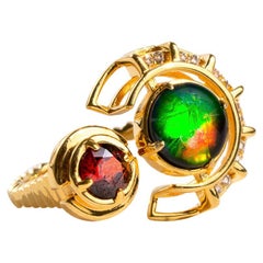 Prosperity Ammolite Ring in 18k Gold Vermeil, Unfaceted / 5