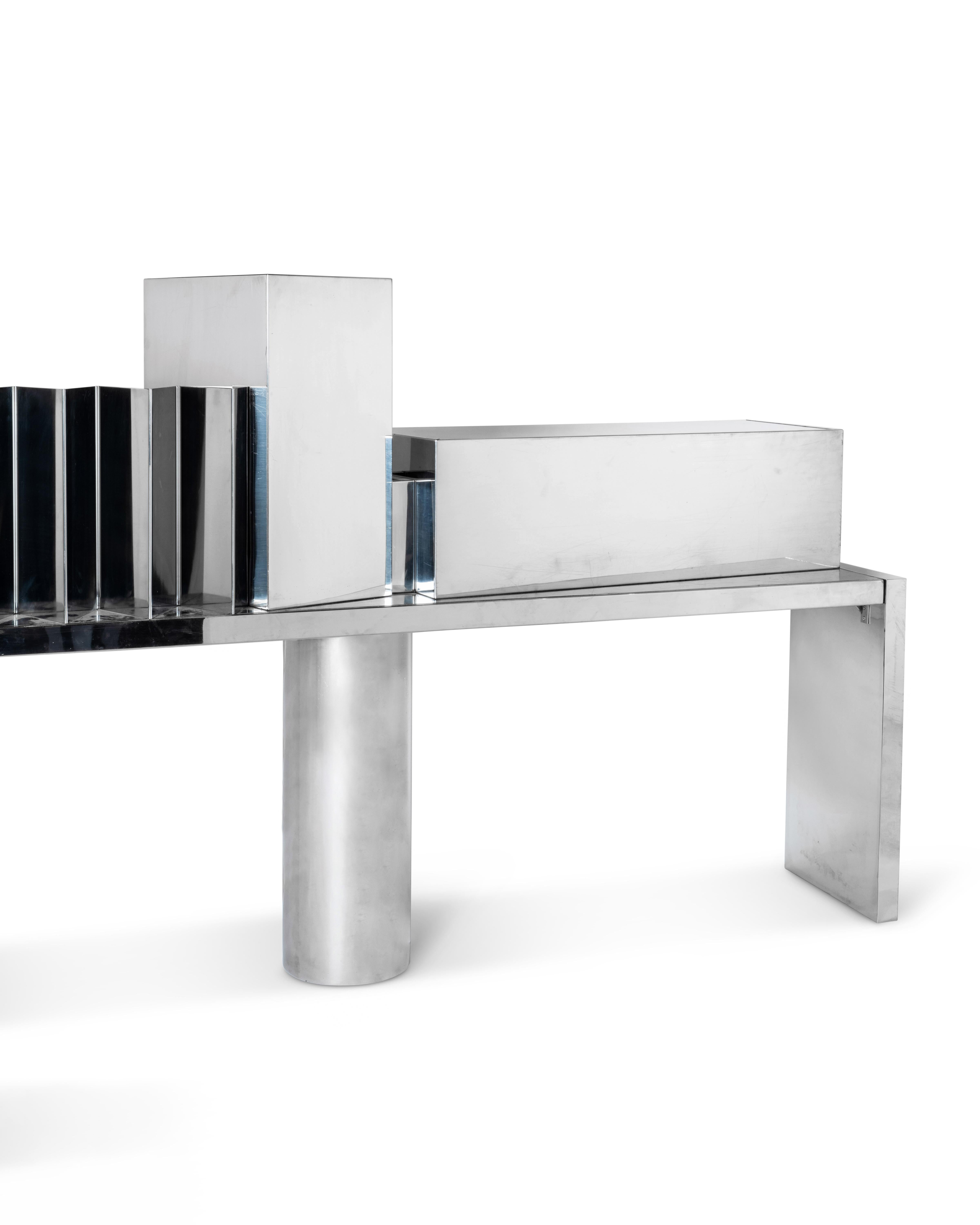 Italian PROSPERO RASULO bar/counter in inox For Sale