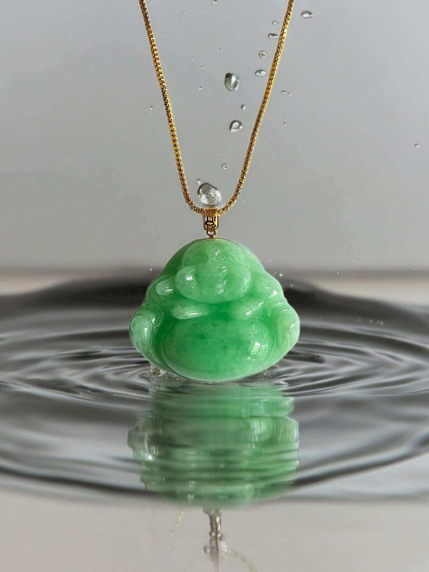 Prosperous Laughing Buddha Burmese Green A-Jadeite Jade Pendant (with 18K Yellow Gold)

The Prosperous Laughing Buddha Burmese A-Jadeite Pendant is a classic FYORO design, symbolizing the history of the orient.

Limited to 88 pieces, to commemorate