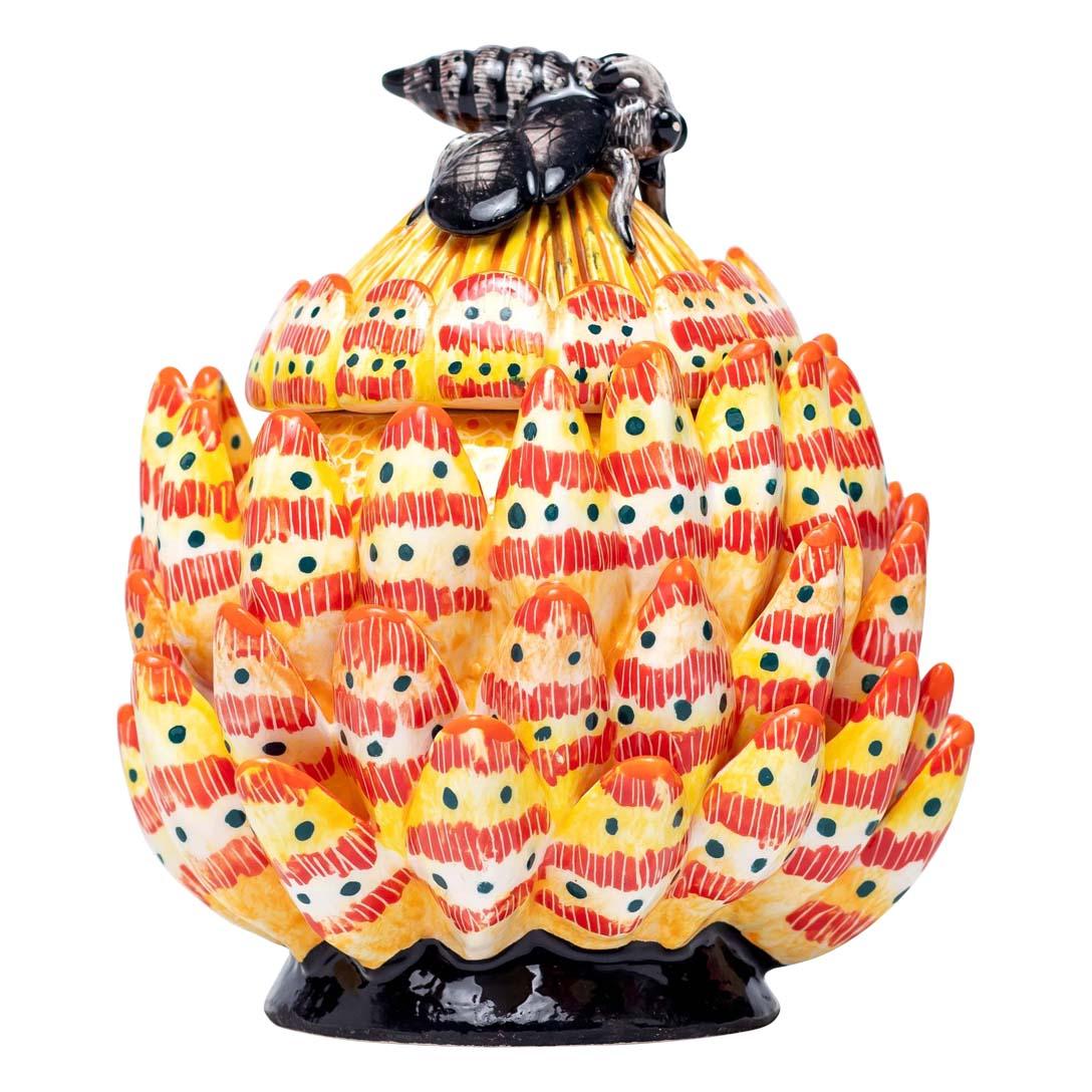 Hand-Painted Protea And Bee Ceramic Jewelry Box  , hand made in South Africa