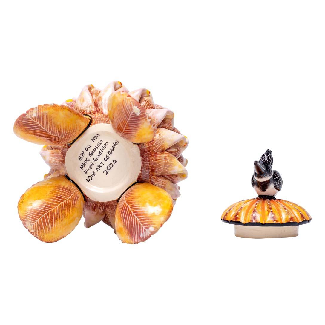 Modern Protea And Bird Ceramic Jewelry Box  , hand made in South Africa For Sale