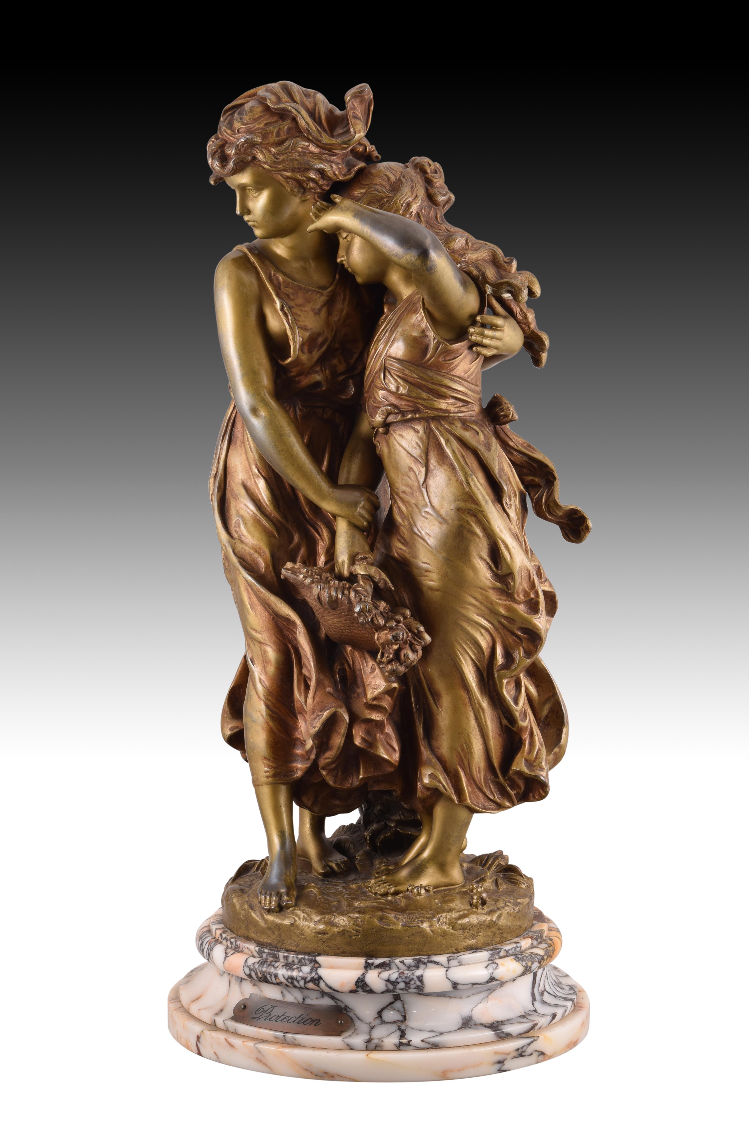 20th Century Protection, Bronze, Marble, After Moreau, Hippolyte François, France, Ca 1900