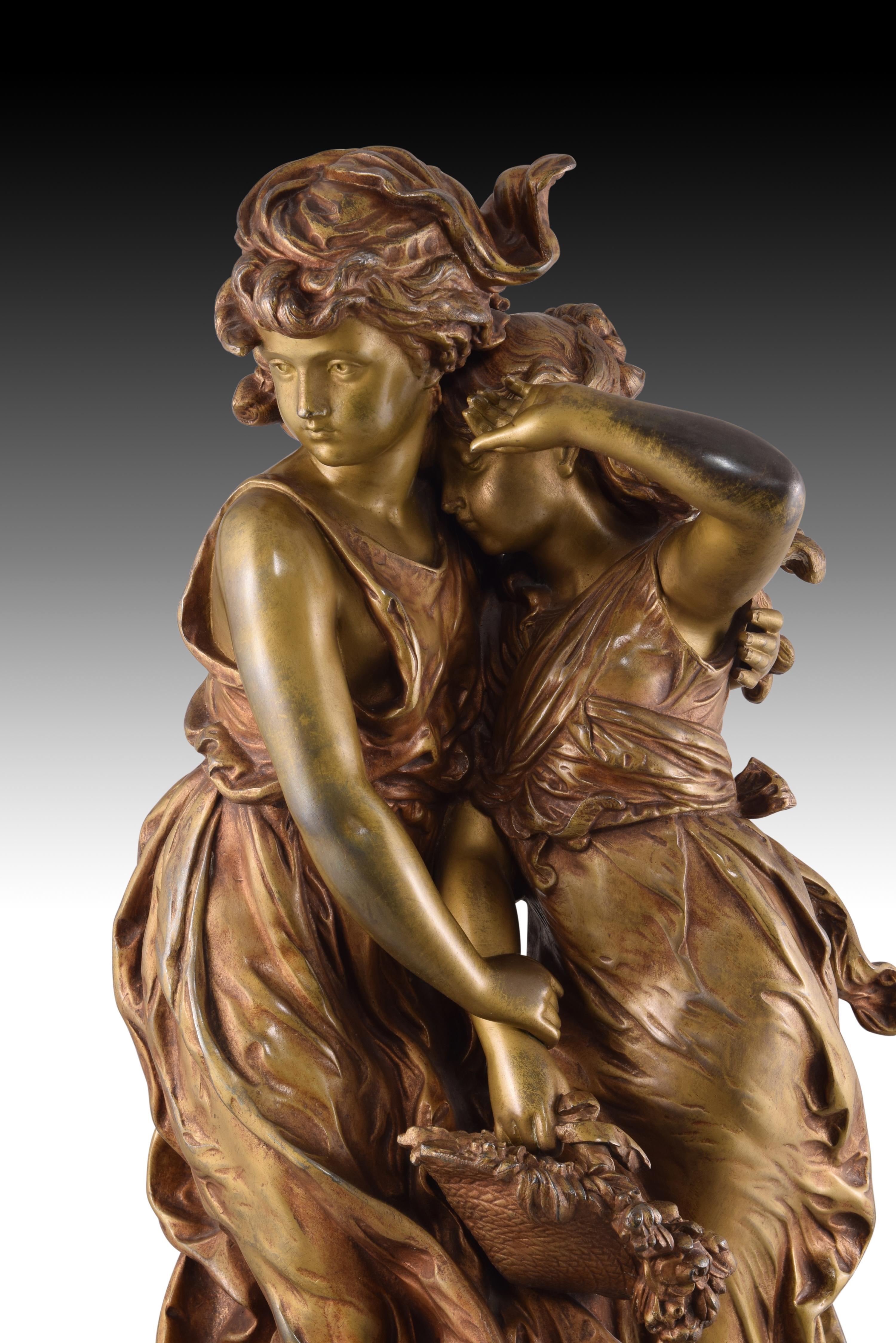 Protection, Bronze, Marble, After Moreau, Hippolyte François, France, Ca 1900 1