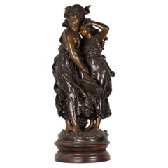 Antique Protection Bronze Sculpture by Francois Moreau, 19th Century