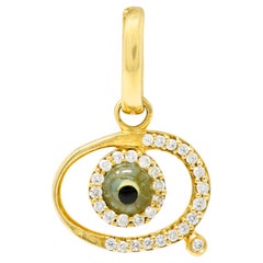 Vintage Protective Contemporary Diamond 18 Karat Gold Evil Eye Charm