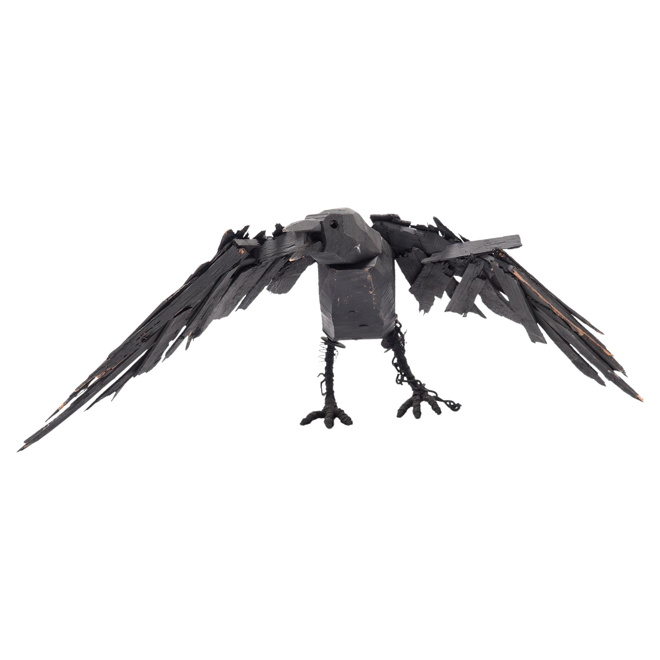 "Protector One" Folk Art Crow Sculpture For Sale
