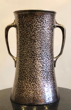 Proto Bauhaus Hammered Silver & Copper Vase or Wine Cooler by Hutscheneruther