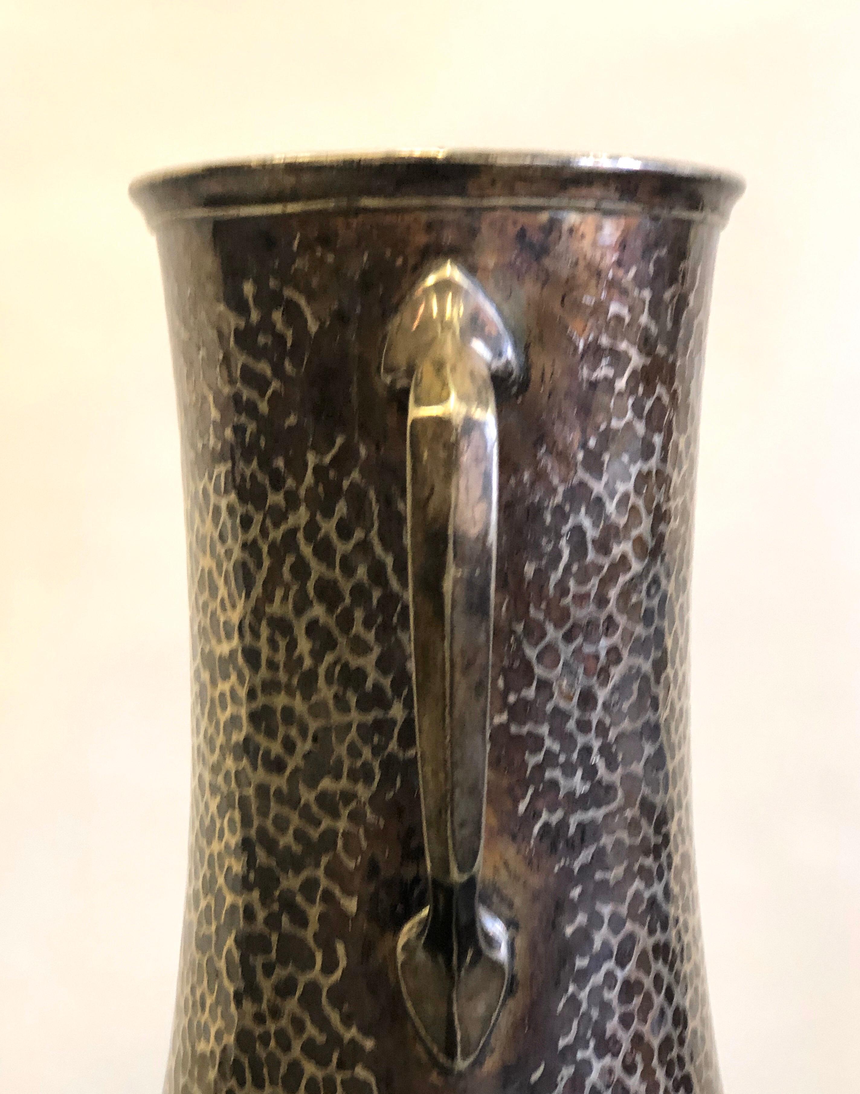 Proto Bauhaus Hammered Silver & Copper Vase or Wine Cooler by Hutscheneruther In Good Condition For Sale In New York, NY