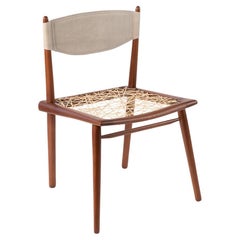 Retro Prototype Allen Ditson Wood Leather and Raffia Chair