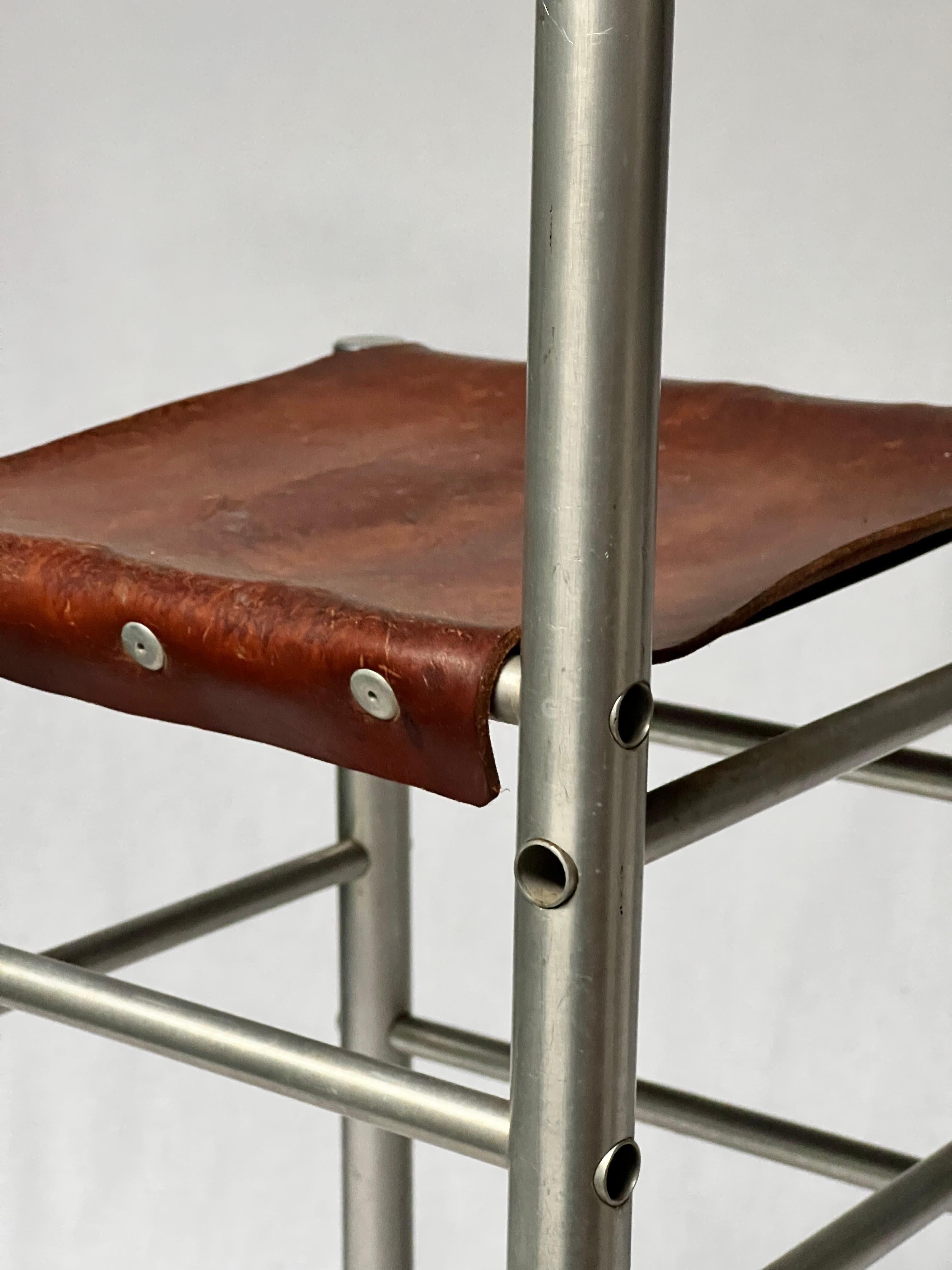 Prototype aluminum + leather Ate Van Appledoorn small chair, unique, 1960s  For Sale 1