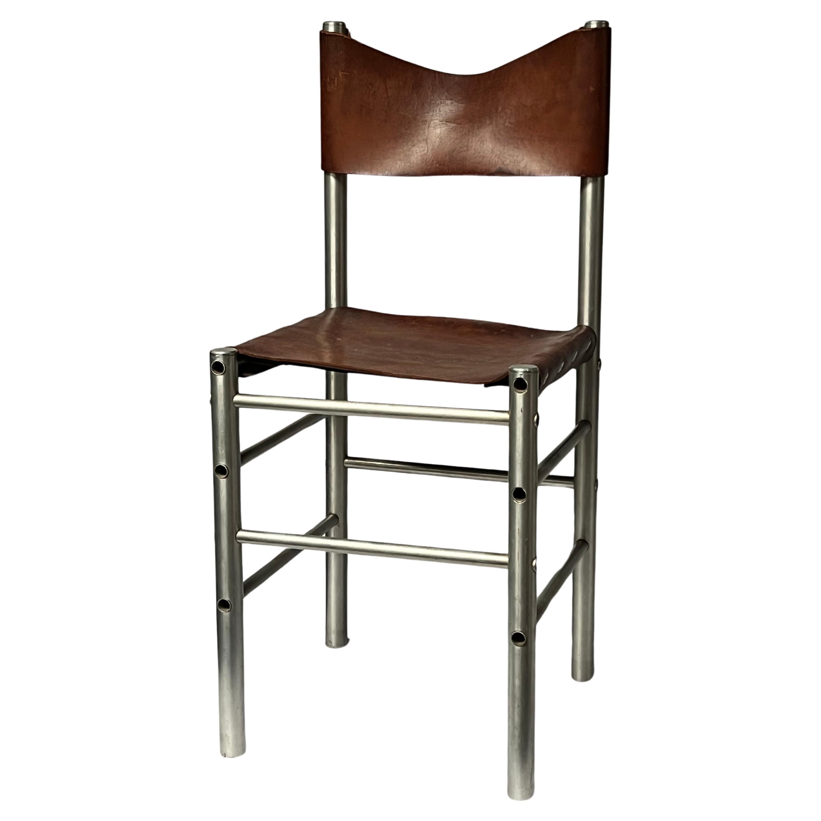 Prototyp eines kleinen Stuhls aus Aluminium + Leder von Ate Van Appledoorn, einzigartig, 1960er Jahre 