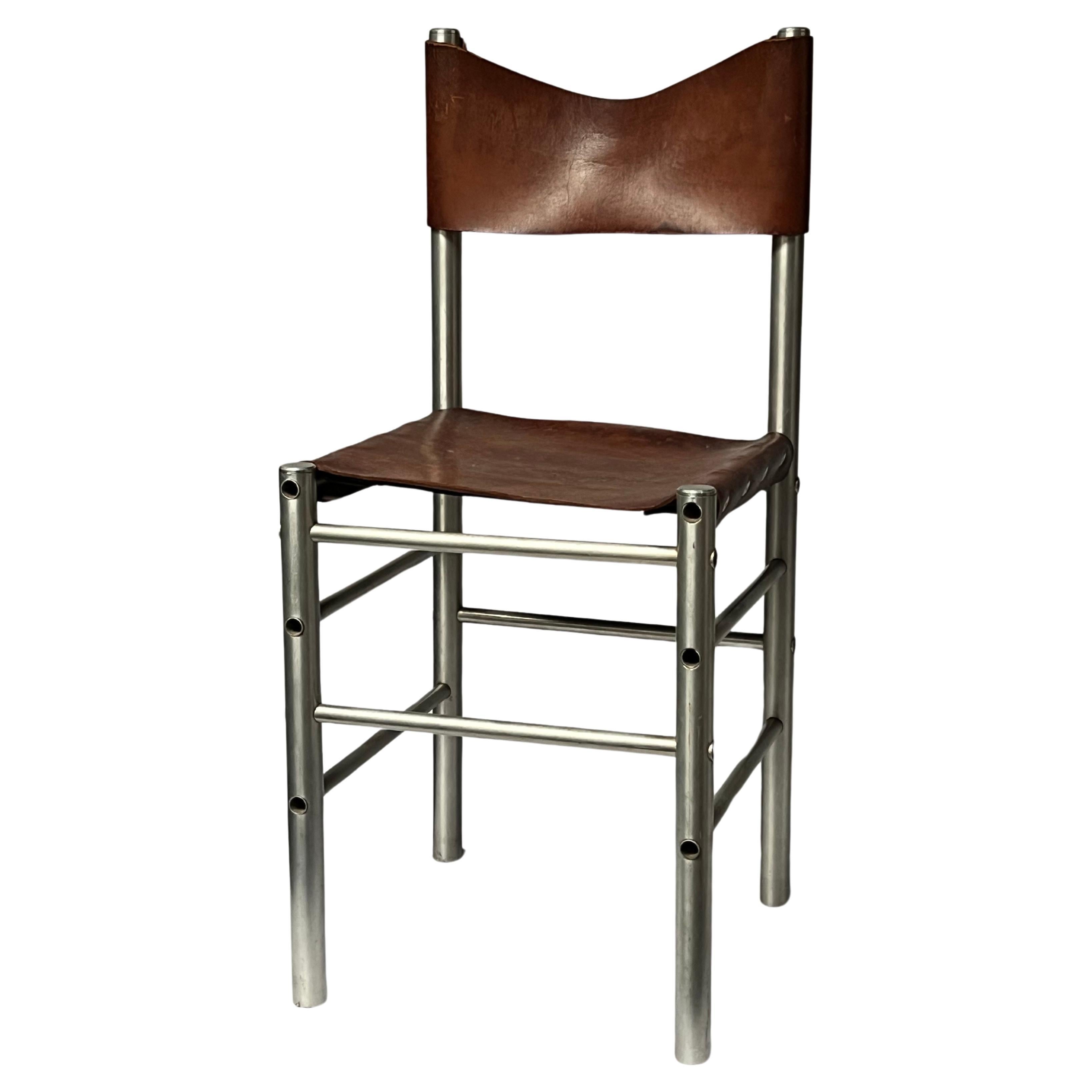 Prototype aluminum + leather Ate Van Appledoorn small chair, unique, 1960s For Sale