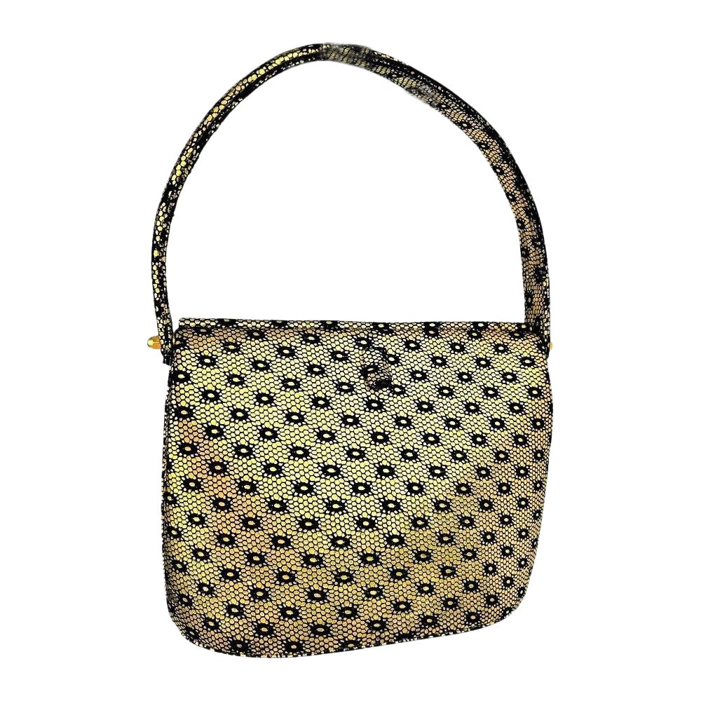 Prototyp von Christian Dior, eine Handtasche aus goldgestempeltem Wildleder – Paris um 1950 im Angebot