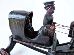Prototype Late 19th Century Hand Carved Toy Horse Drawn Hansom Cab, American