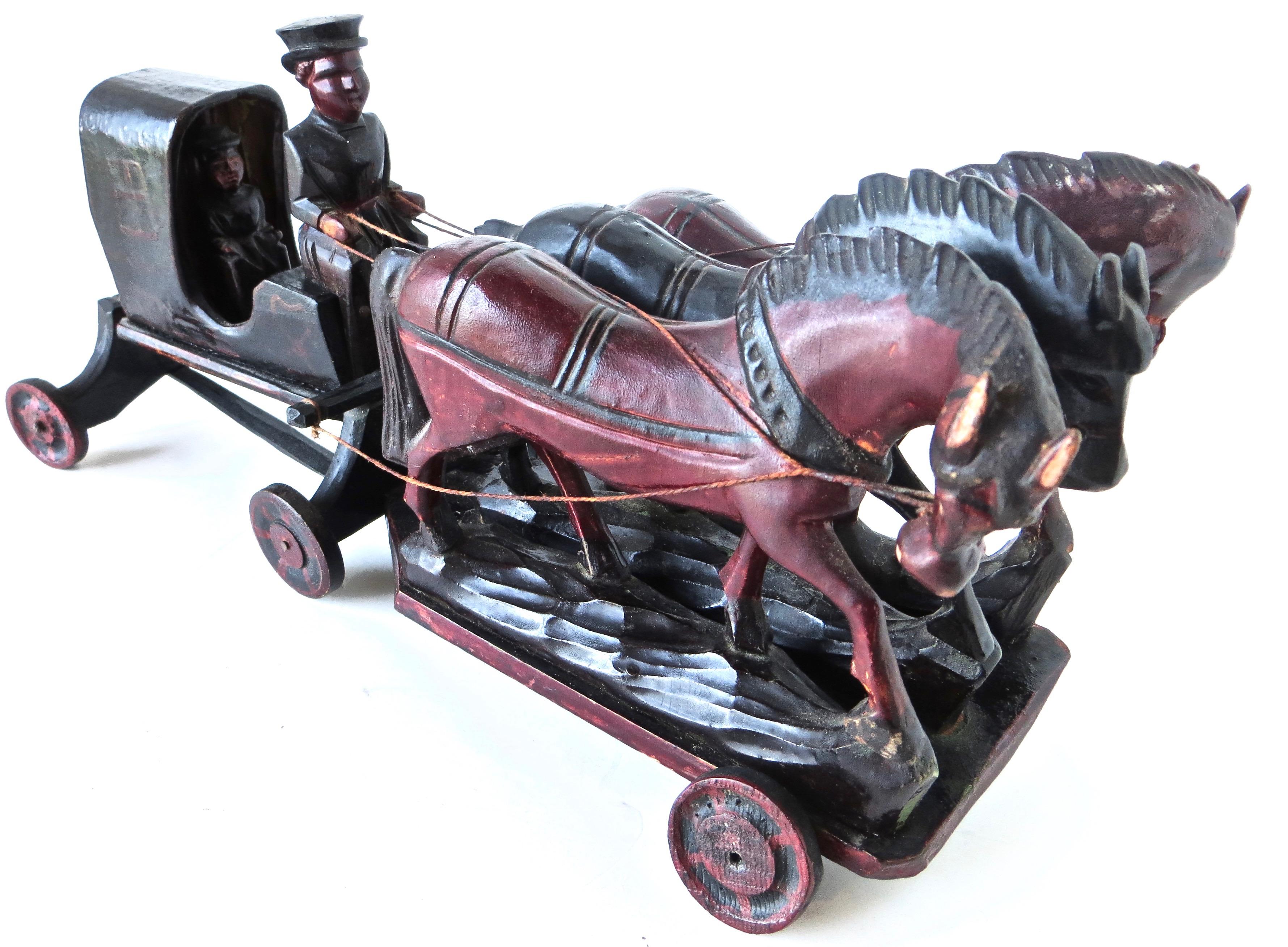Artisanat Prototype de cabine Hansom dessinée à la main avec cheval, datant de la fin du 19ème siècle en vente
