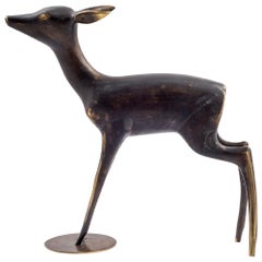 Vintage Prototype Model Deer Werkstätte Hagenauer Patinated Brass, circa 1930s Marked