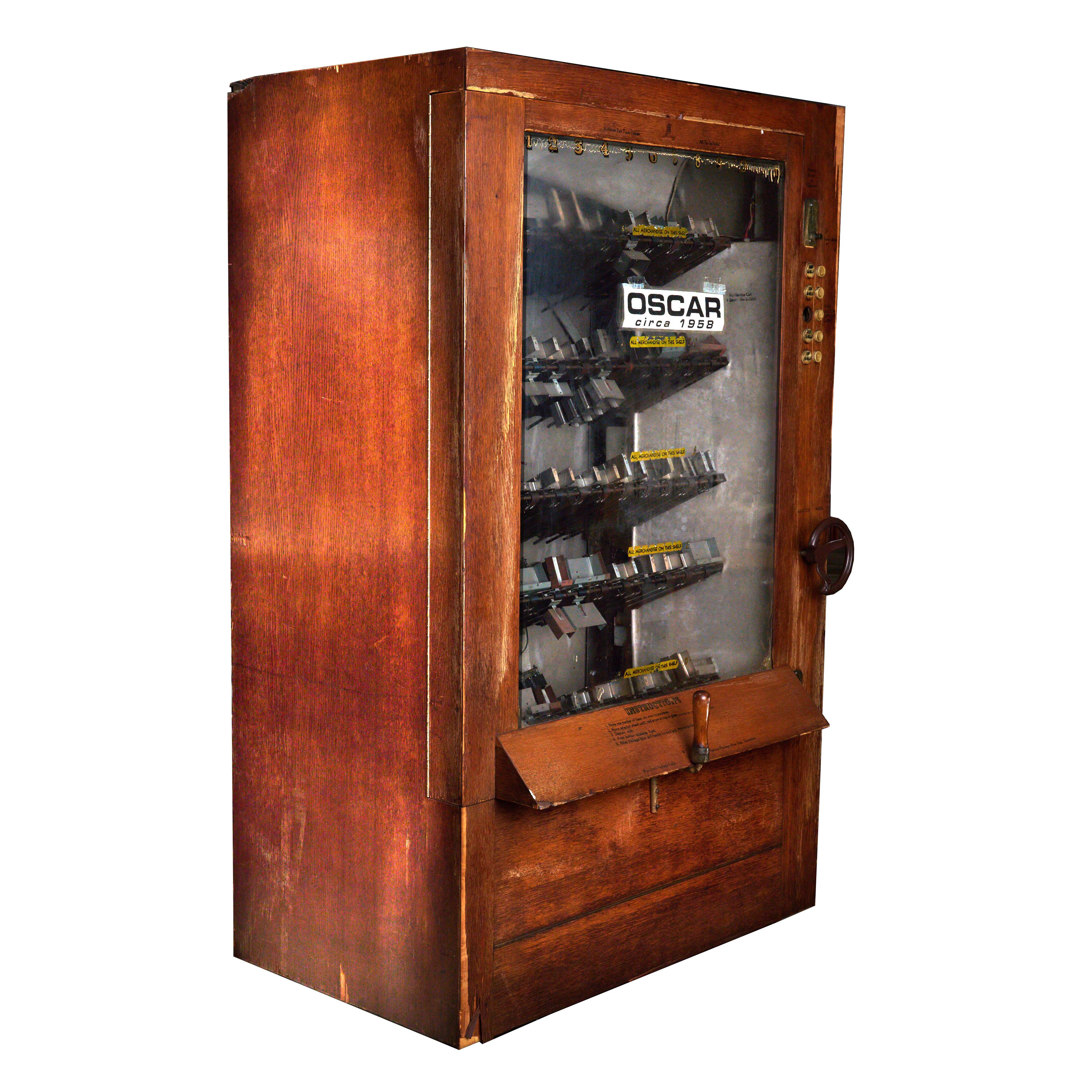 Prototype of America's first glass front vending machine, nicknamed 