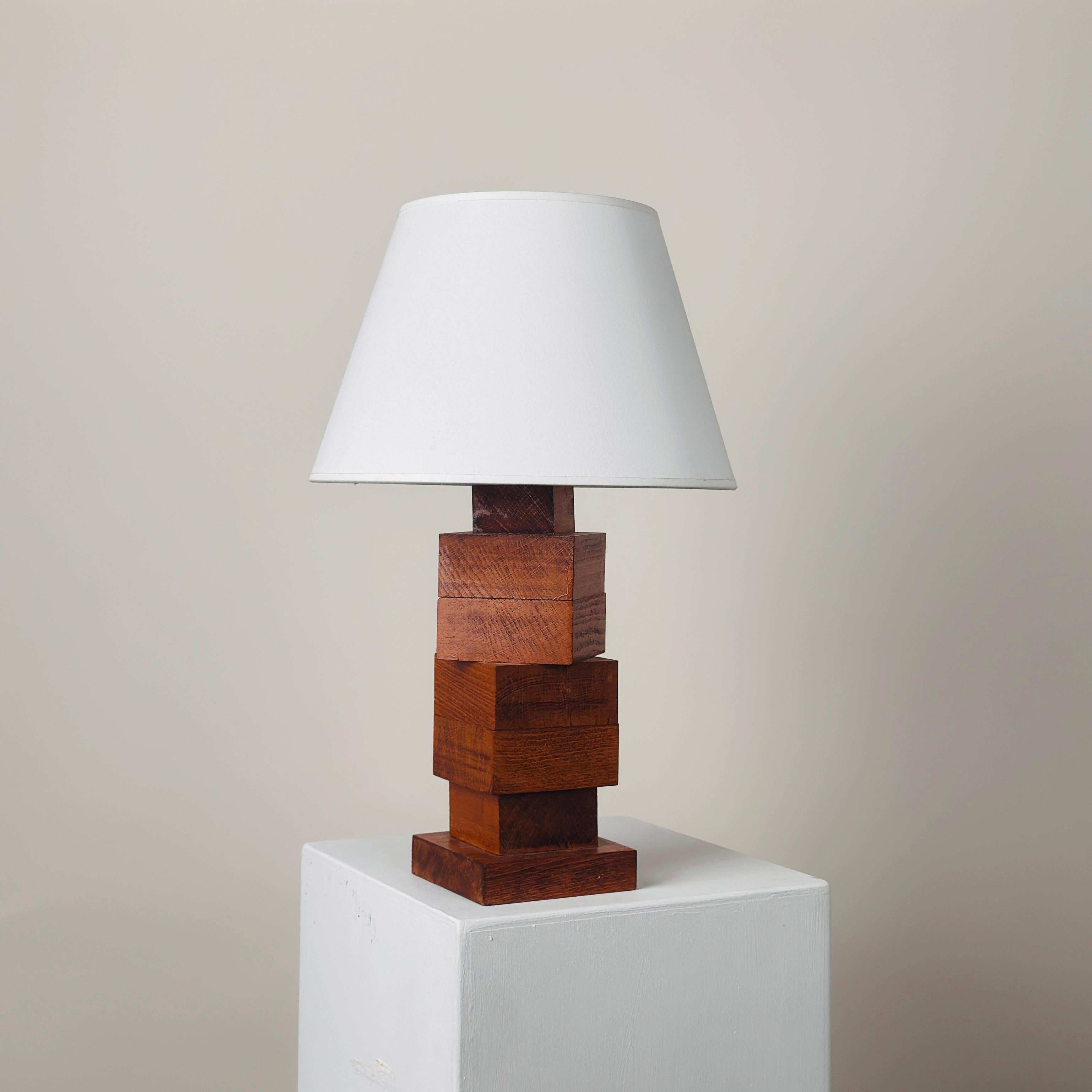 French Prototype of an art-deco-style wooden lamp with adjustable body, 1930 For Sale