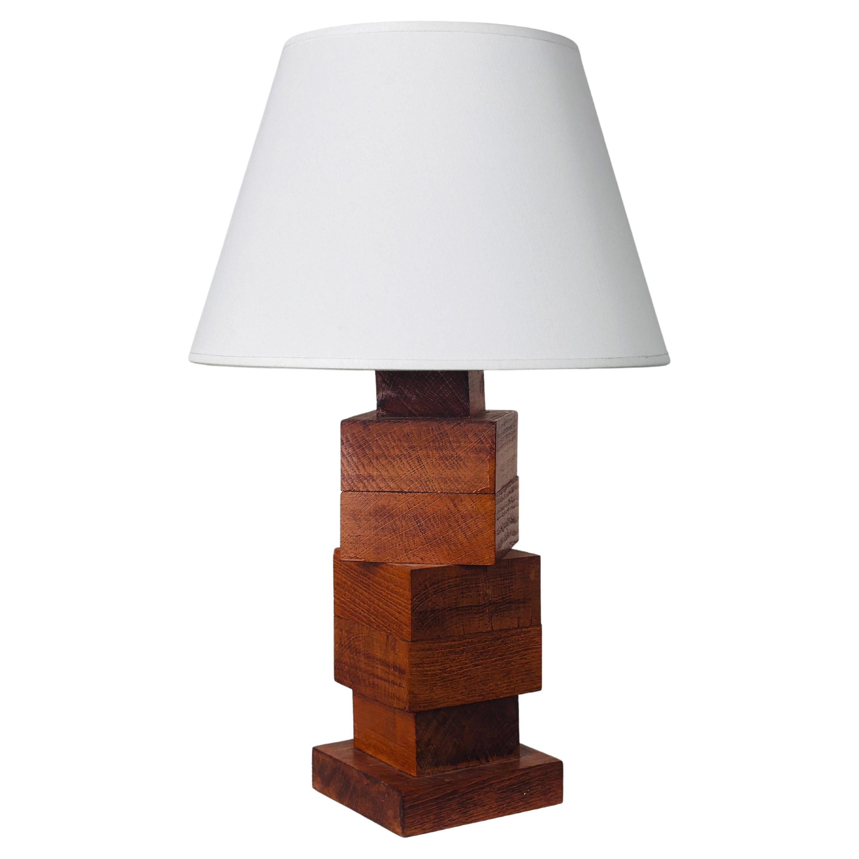 Prototype of an art-deco-style wooden lamp with adjustable body, 1930 For Sale