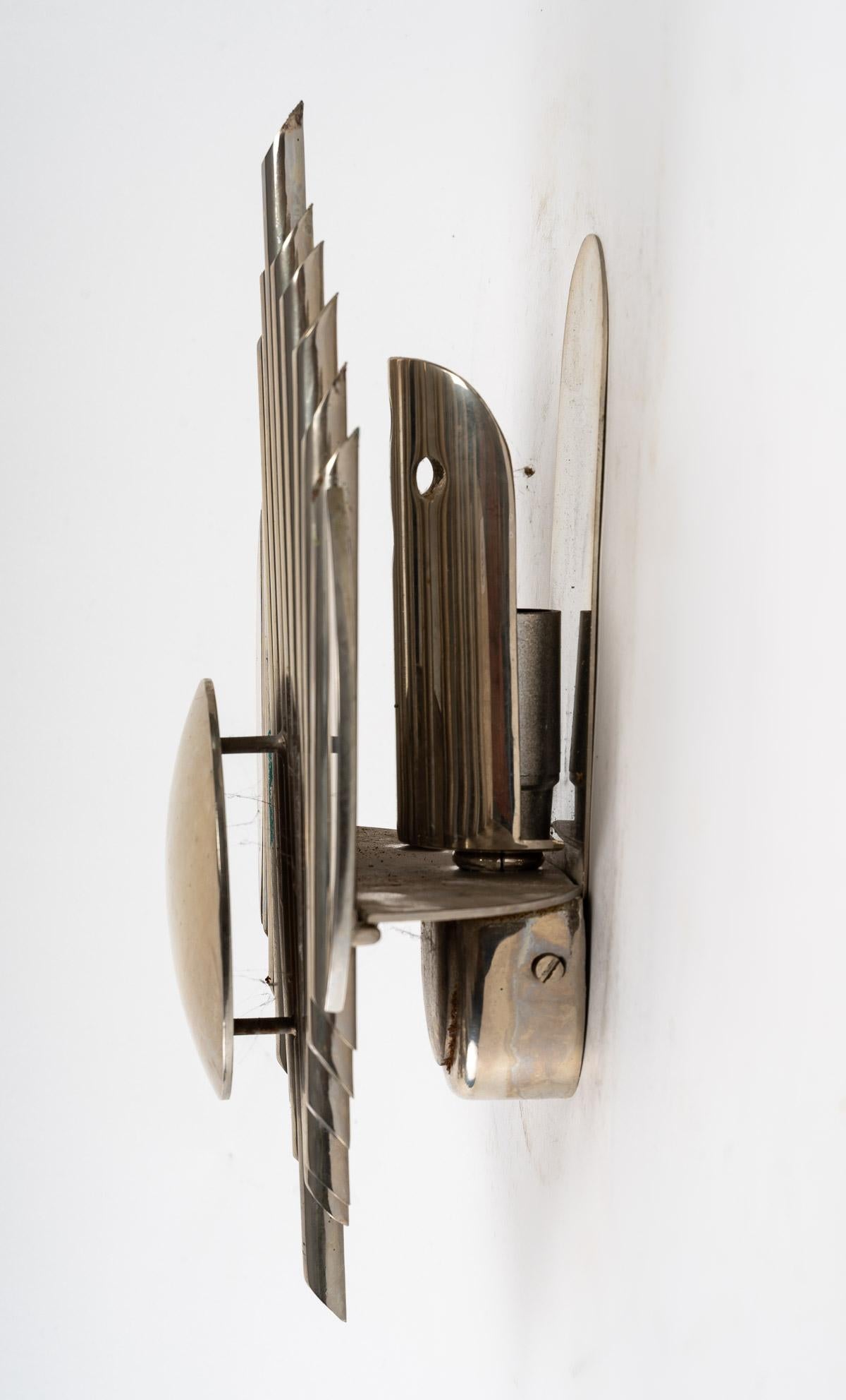 French Prototype of Chrome Metal Sconce