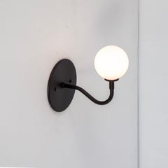 Prototype Pin Up Wall Sconce by Research.Lighting, Small, Black, White Glass
