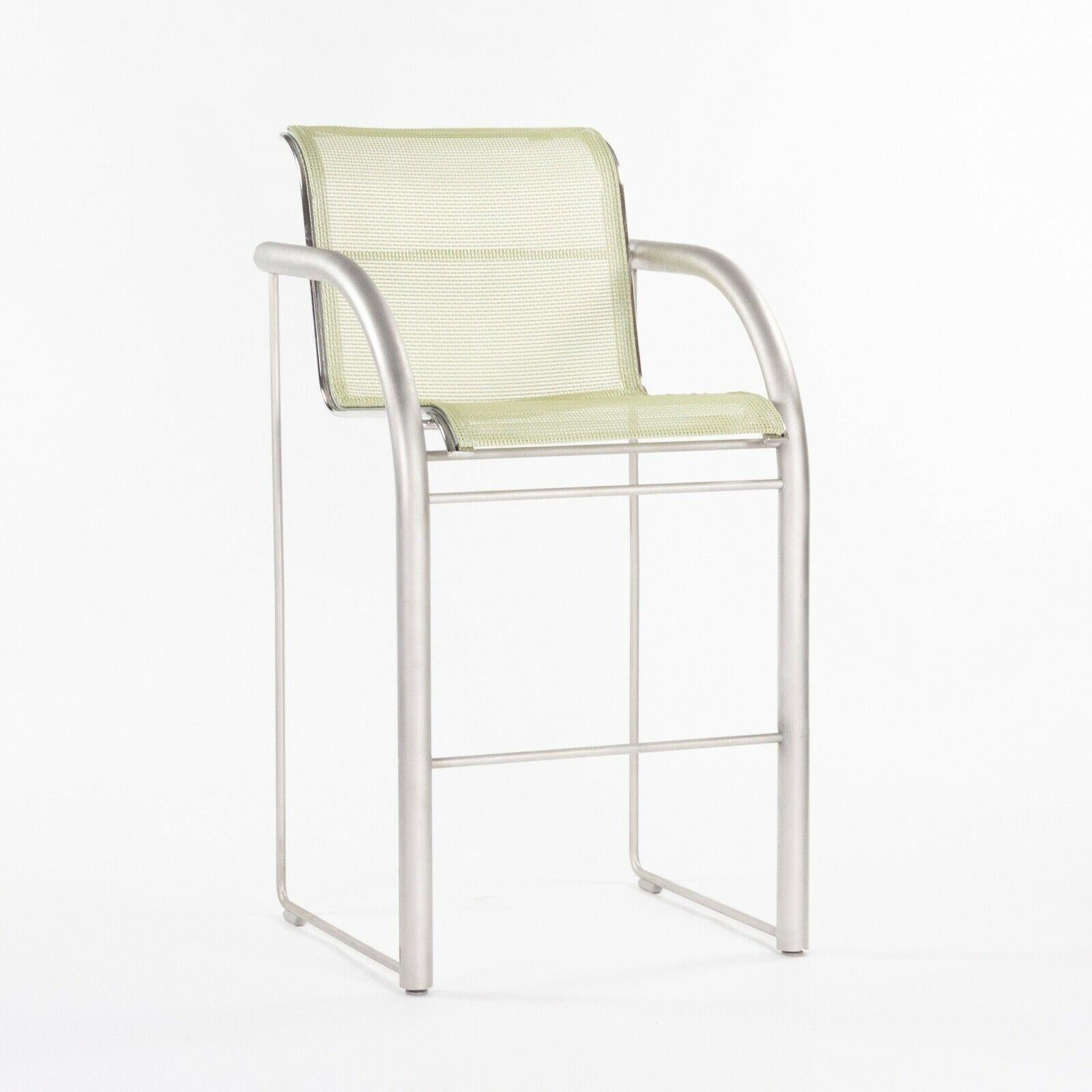 Modern Prototype Richard Schultz 2002 Collection Stainless Bar Stool with Outdoor Mesh For Sale