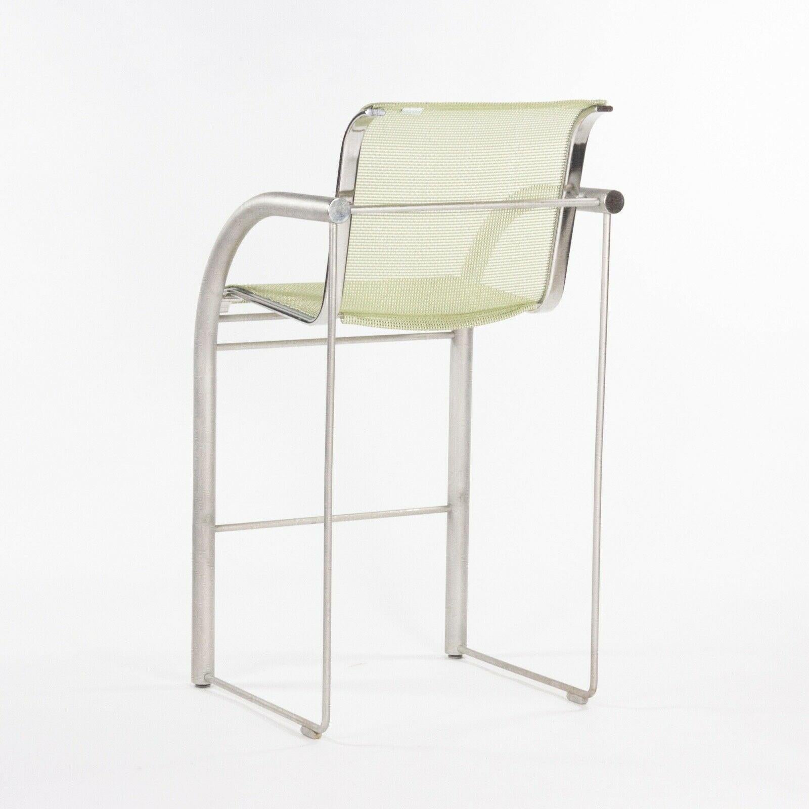 Steel Prototype Richard Schultz 2002 Collection Stainless Bar Stool with Outdoor Mesh For Sale