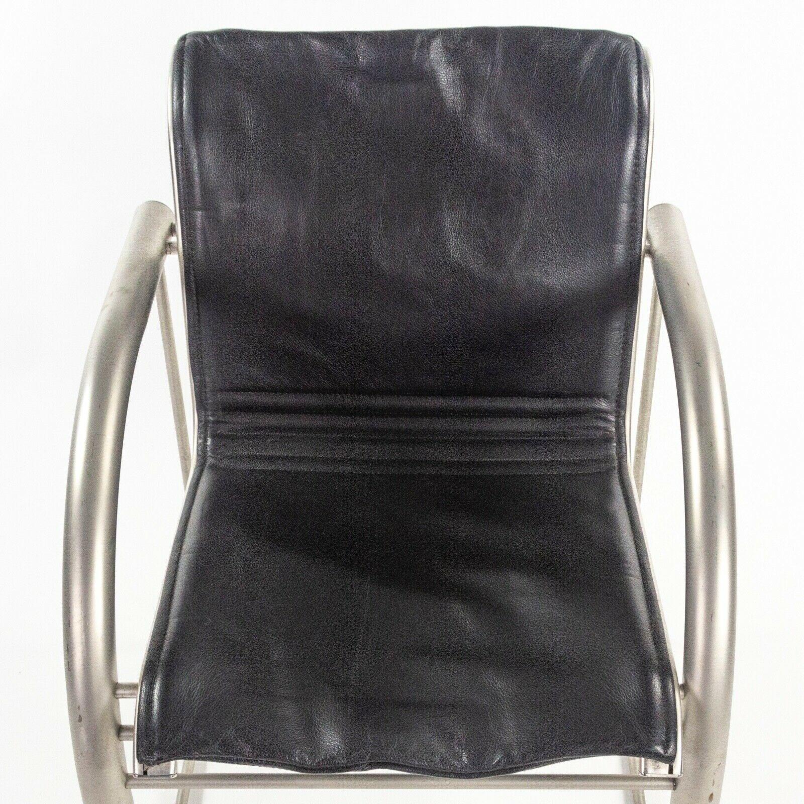 Prototipo di sedia da pranzo in acciaio e pelle della collezione A. Schultz 2002 in vendita 3