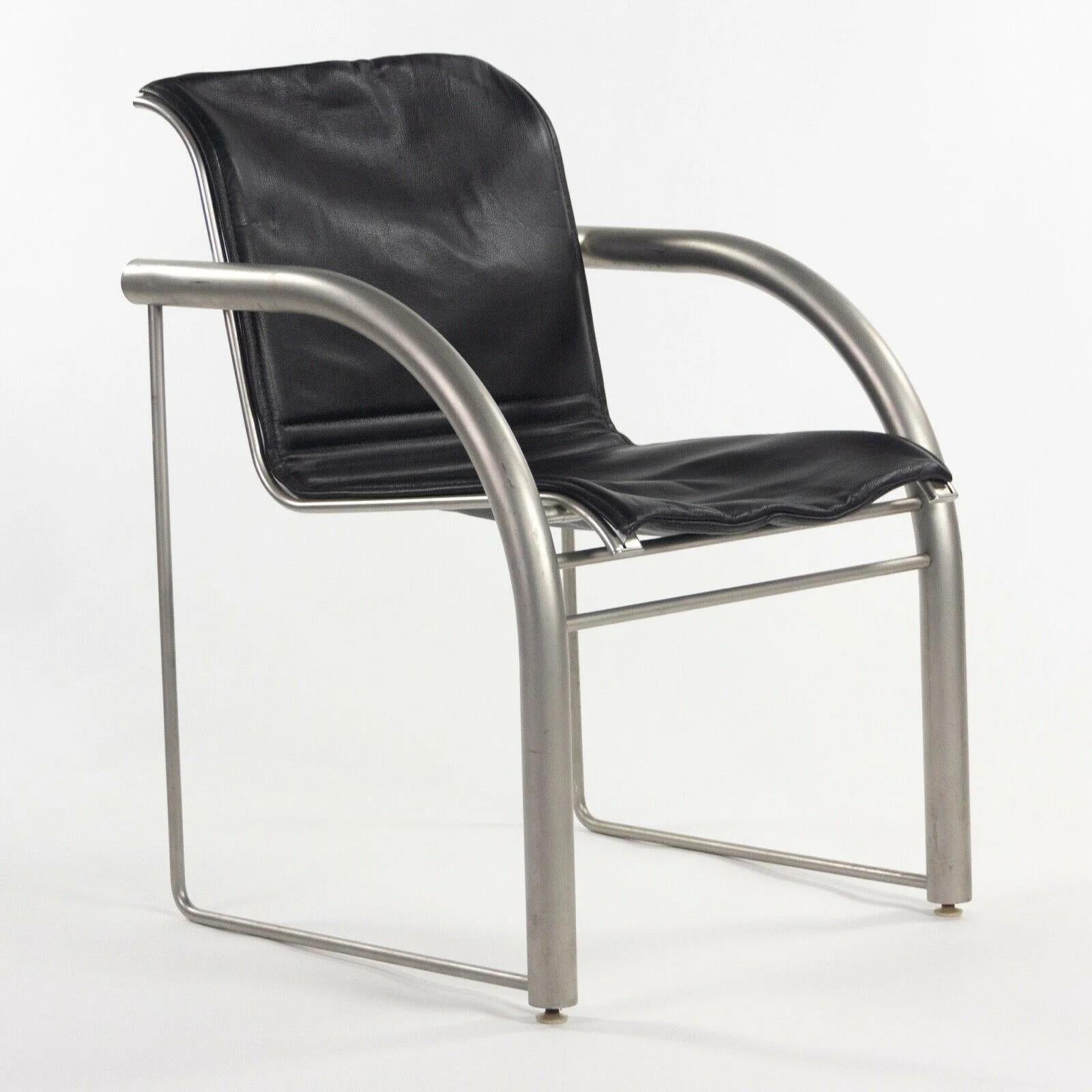 Modern Prototype Richard Schultz 2002 Collection Stainless & Leather Dining Chair For Sale