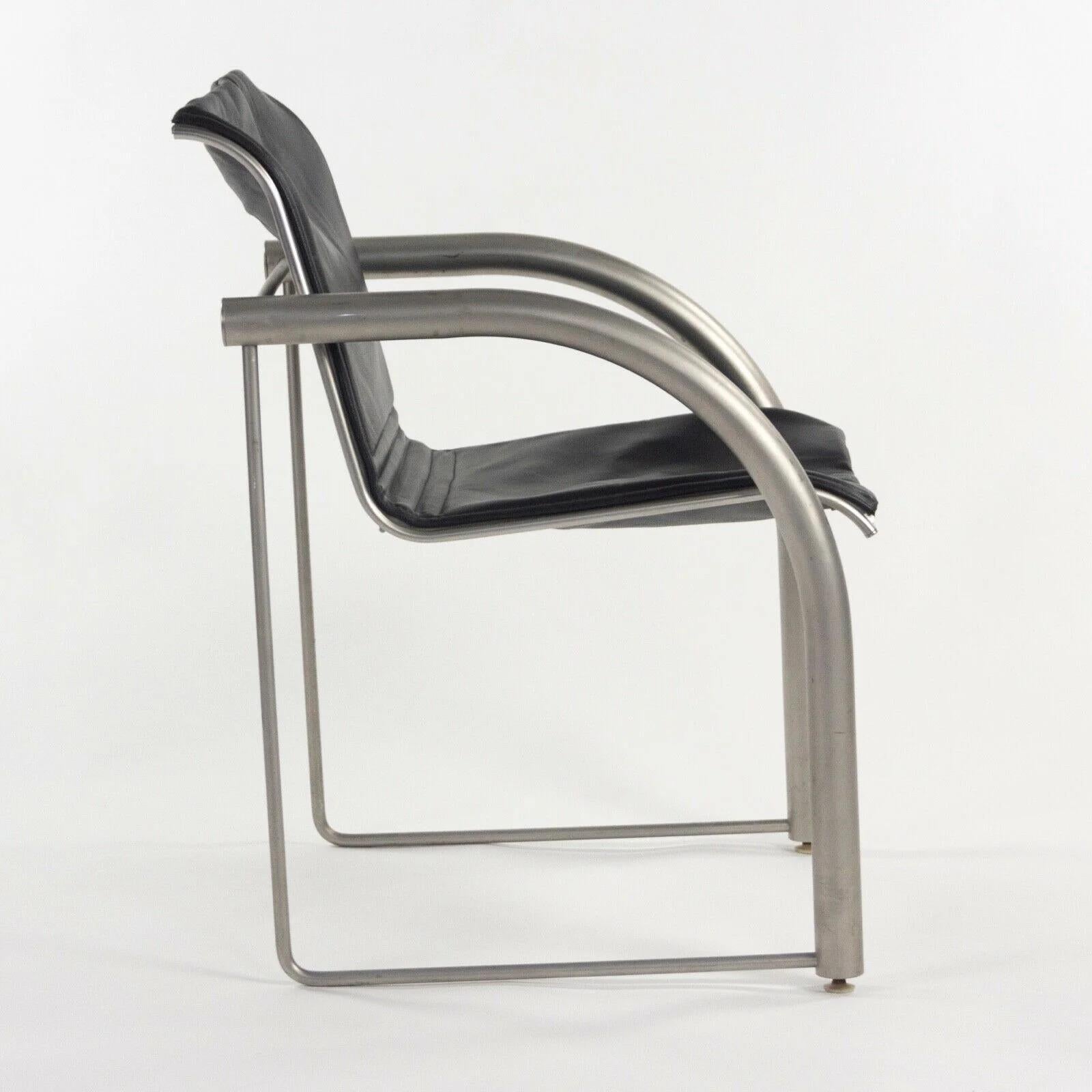 American Prototype Richard Schultz 2002 Collection Stainless & Leather Dining Chair For Sale